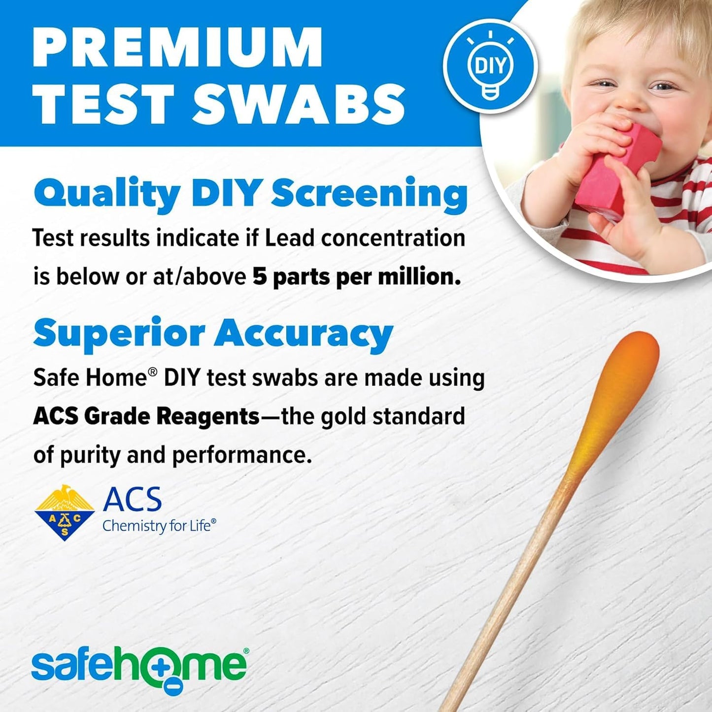 Safe Home® Lead in Solids Combo Test Kit – 10 DIY Swabs + Optional Testing at our EPA Certified Lab – Made in the USA for Homeowners & Contractors – (2 Pack)