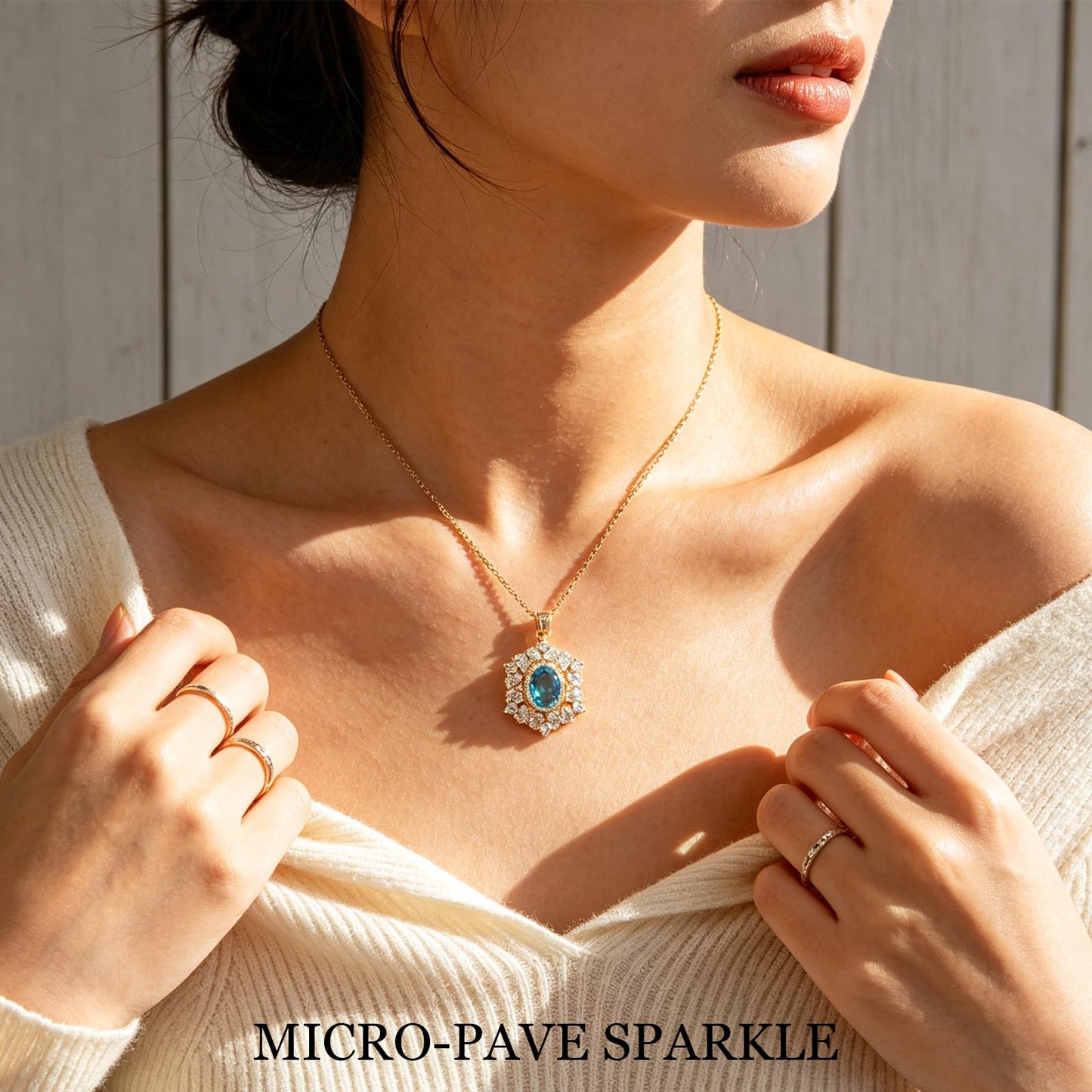 Blue Baroque Aquamarine Necklaces for Women-Gold Plated Healing Crystal March Birthstone Necklace For Valentines Day Mother's Day Christmas Birthday Gifts
