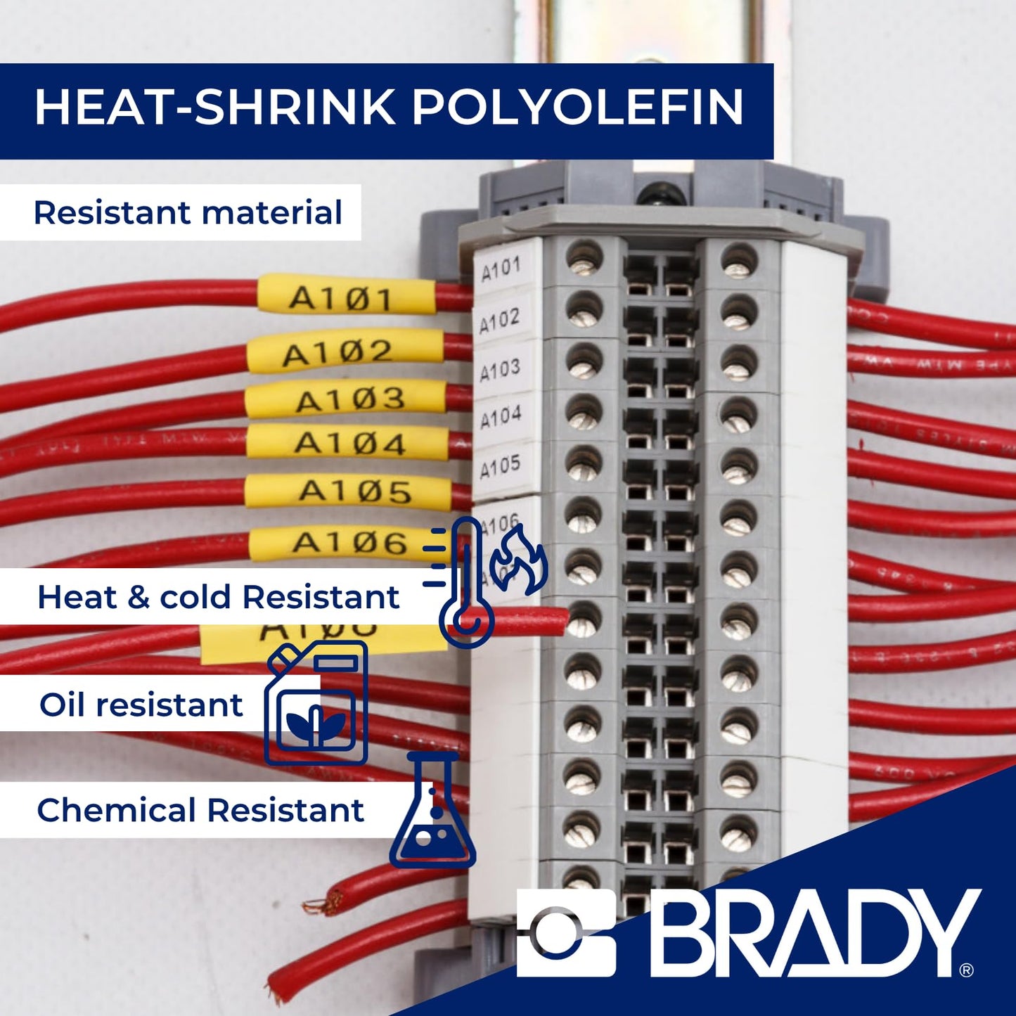 Brady Authentic (M21-250-C-342) PermaSleeve Heat Shrink Tubing for Control and Electrical Panels, Wire Harness, Black on White- For M210, M210-LAB, M211, BMP21-PLUS and BMP21-LAB Printers, .439" W 7'L