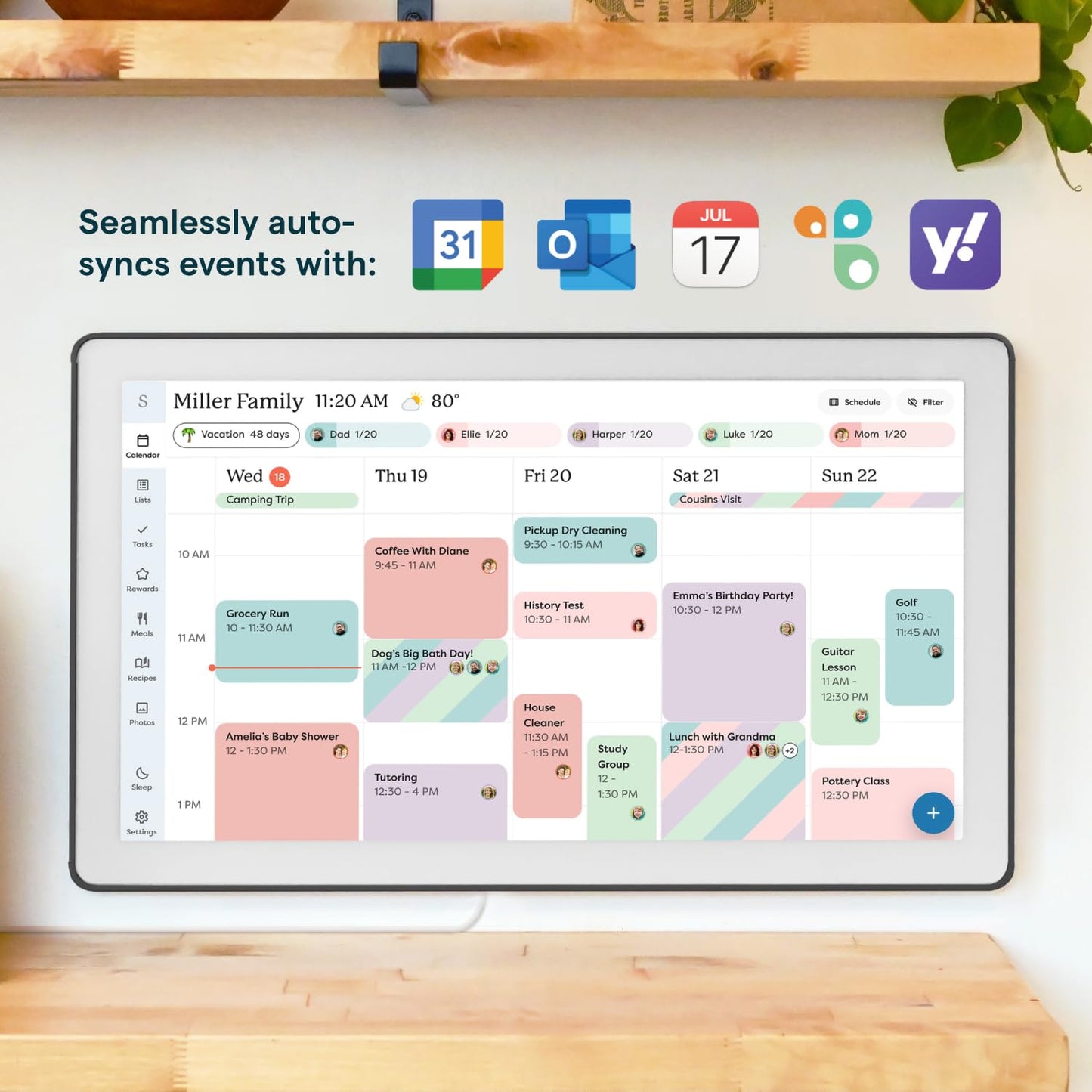 Skylight Calendar Max: 27-Inch Smart Digital Calendar & Chore Chart, Family Organizer with Interactive Touchscreen Display – Wall Mountable in Portrait or Landscape, Charcoal Shadowbox Frame