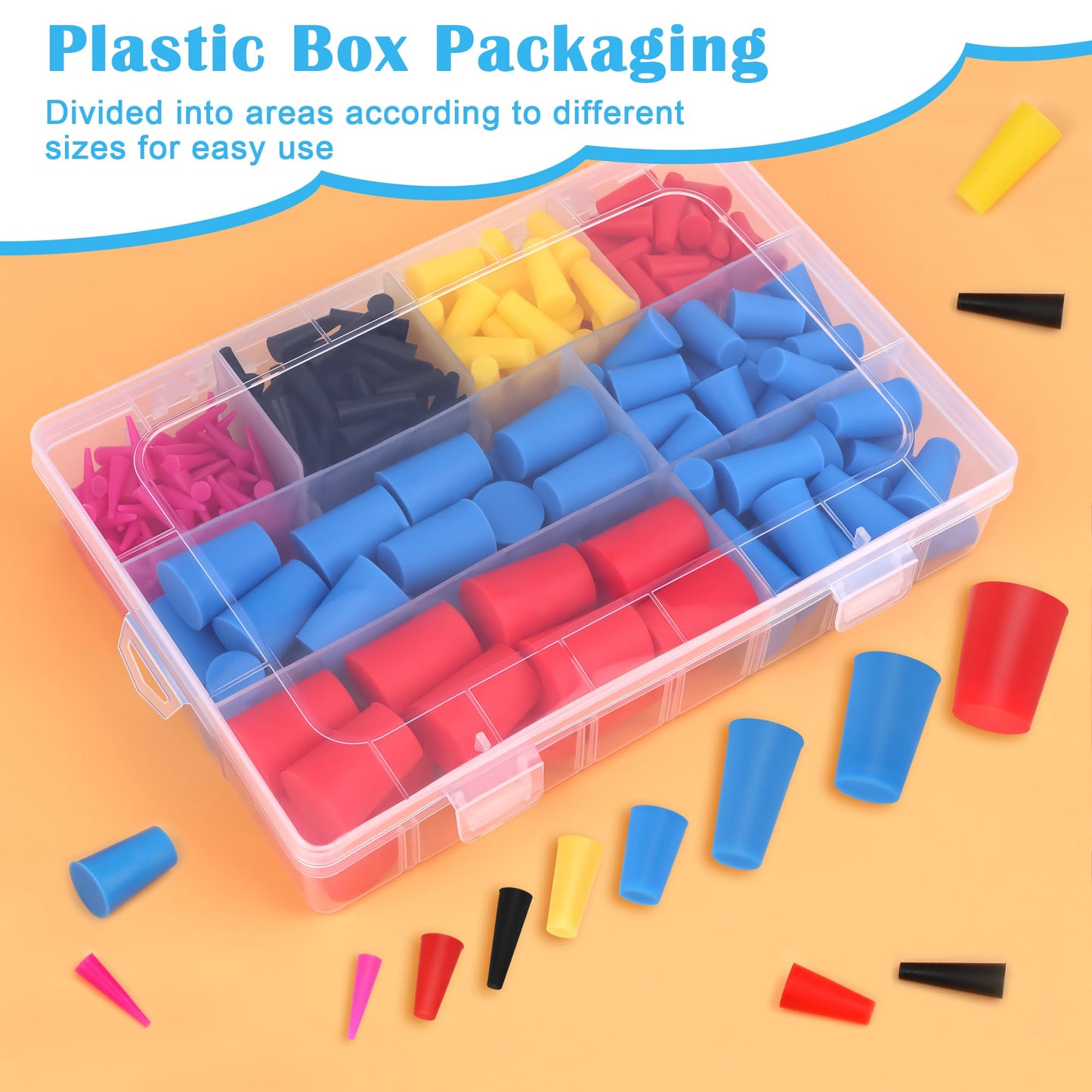 360PCS Silicone Rubber Tapered Plug, Coldairsoap High-Temperature Resistant Rubber Stoppers 8 Size 1/16" to 5/8" for Hole Plugs, Spraying, Coating, Painting Protection (360)