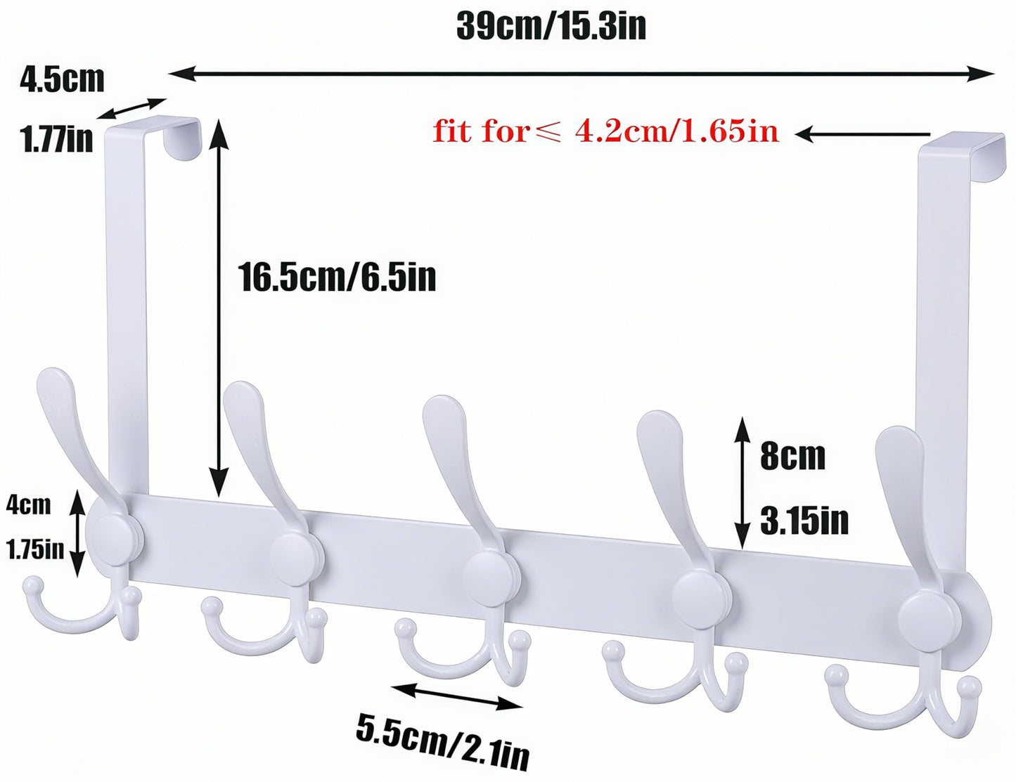 Encozy Over The Door Hooks,Coat Rack for Hanging Clothes Hat Towel (Heavy Duty White 2pcs)