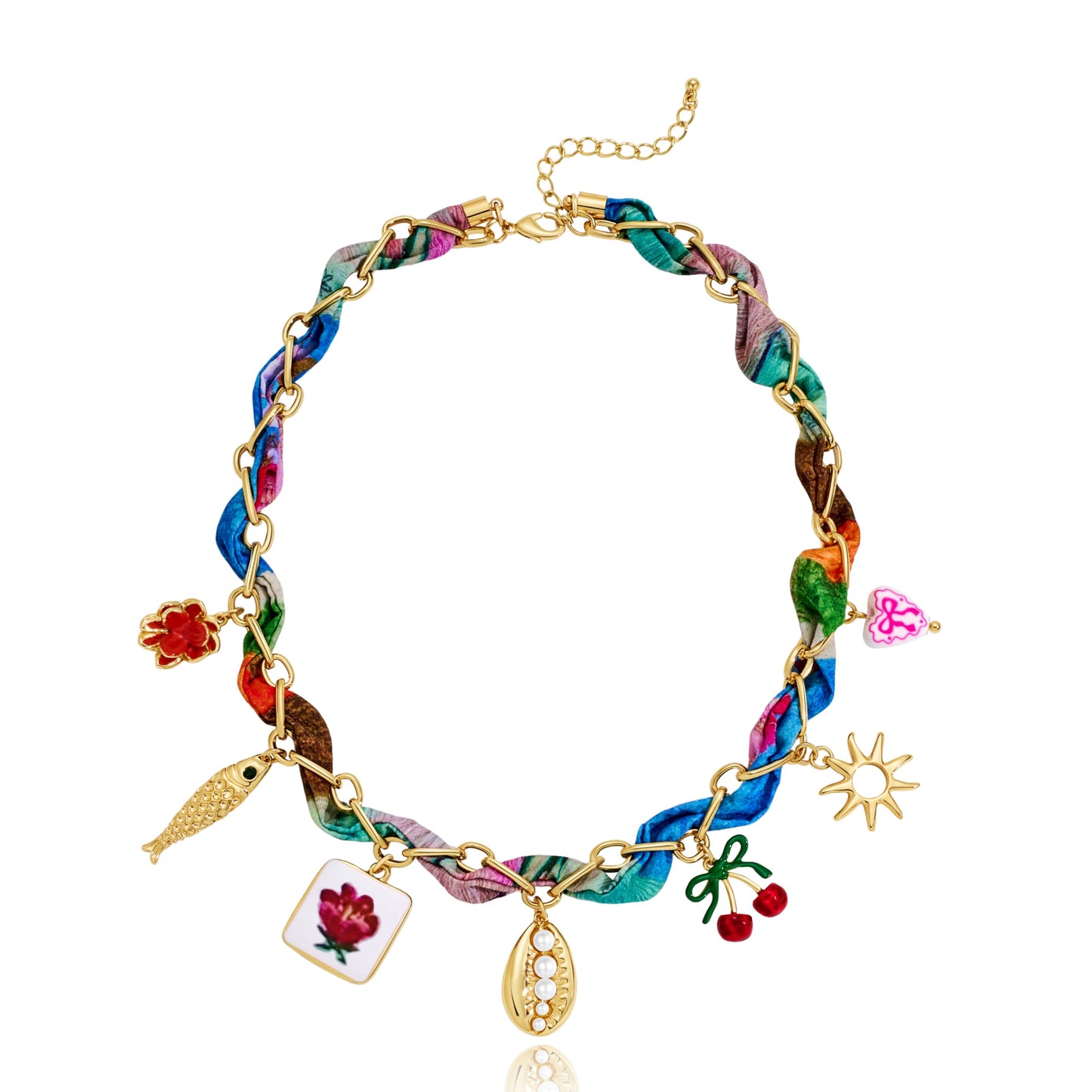 LILIE&WHITE Gold Charms Necklace for Women with Chic Fish Flower Shell Bandana Necklaces Fashion Summer Collar Necklaces Jewelry Gift