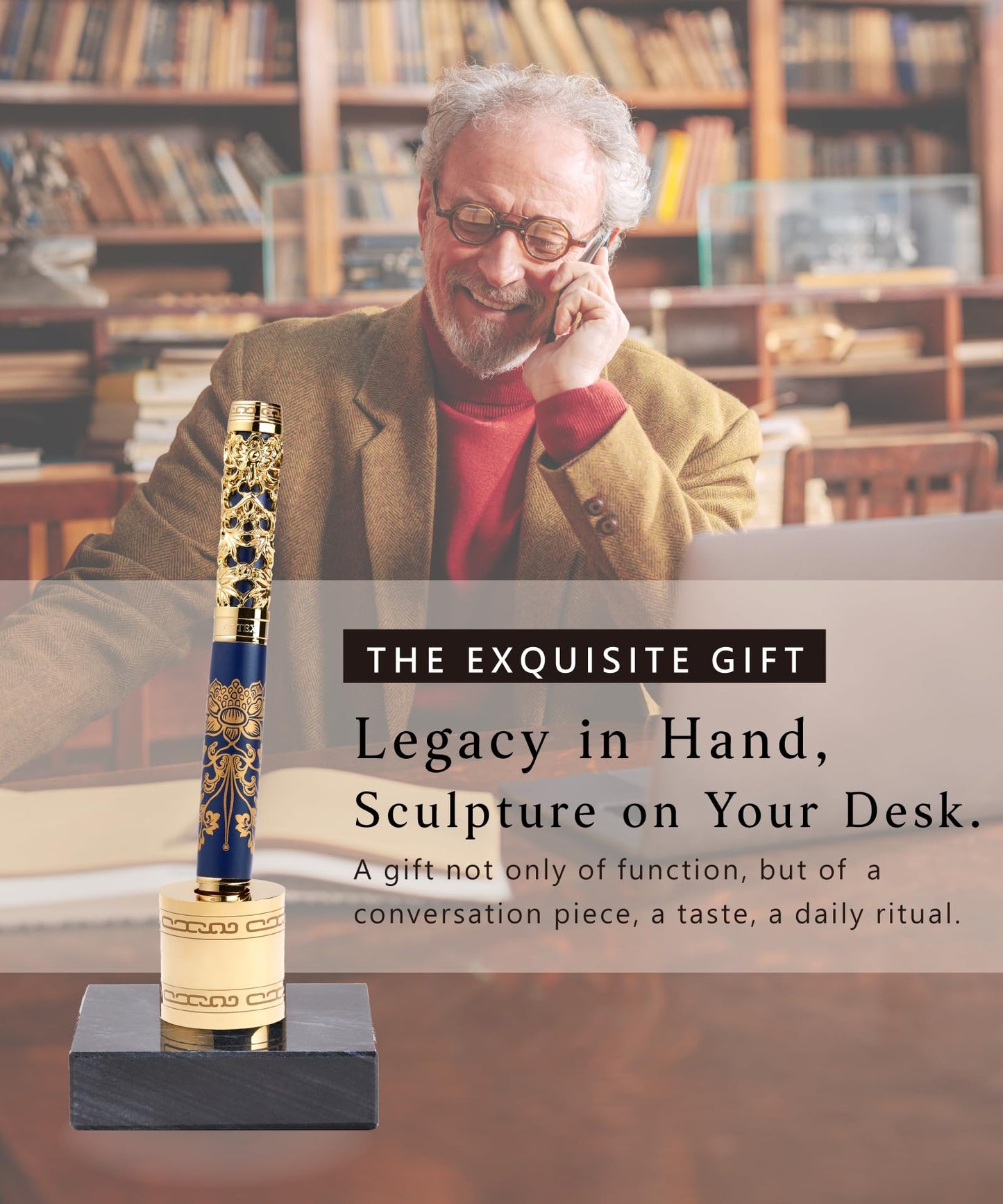 ARTEX Executive Rollerball Pen Sets With Stand-Museum Collections-Crafting Timeless Beauty-Luxury Pen Gift & Office Desk Decor, German SCHMIDT refill, Solid Metal & Marble Texture