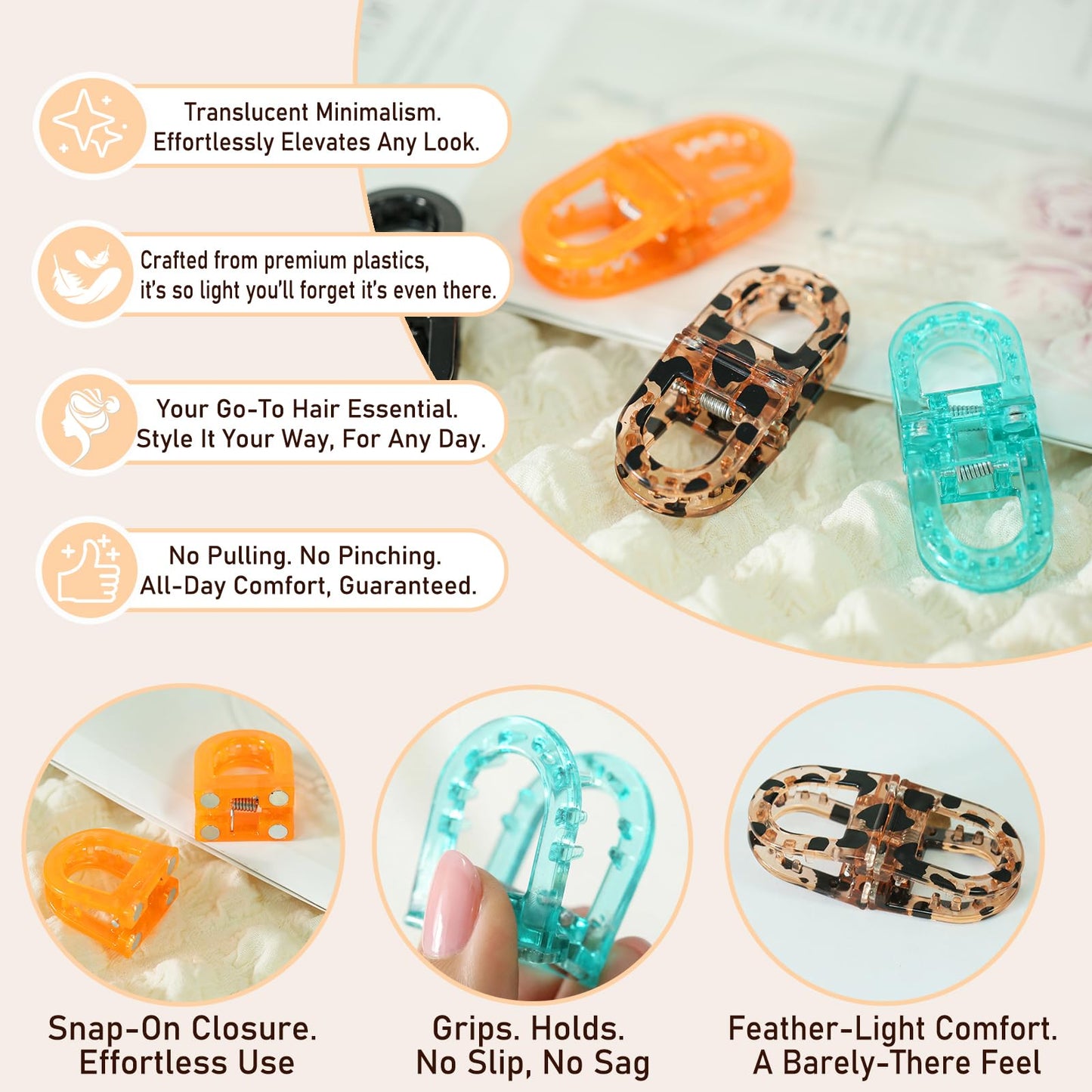 CHAOBANG Magnetic Hair Clips Strong Hold No Slip Styling Clips Gentle No Crease Design Lightweight Portable for Everyday Hairstyles Salon Travel All Hair (Blue and leopard print)