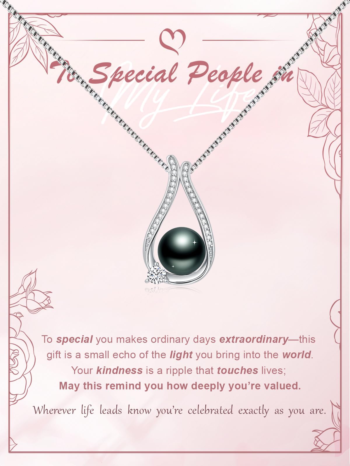 KANNSOAR 9mm Tahitian Black Pearl Necklace 18K Gold-Plating Sterling Silver Fine Jewelry Wedding Birthday Anniversary Valentines Day Christmas Mothers Day Gifts for Wife Women Mom Lover Girlfriend Her