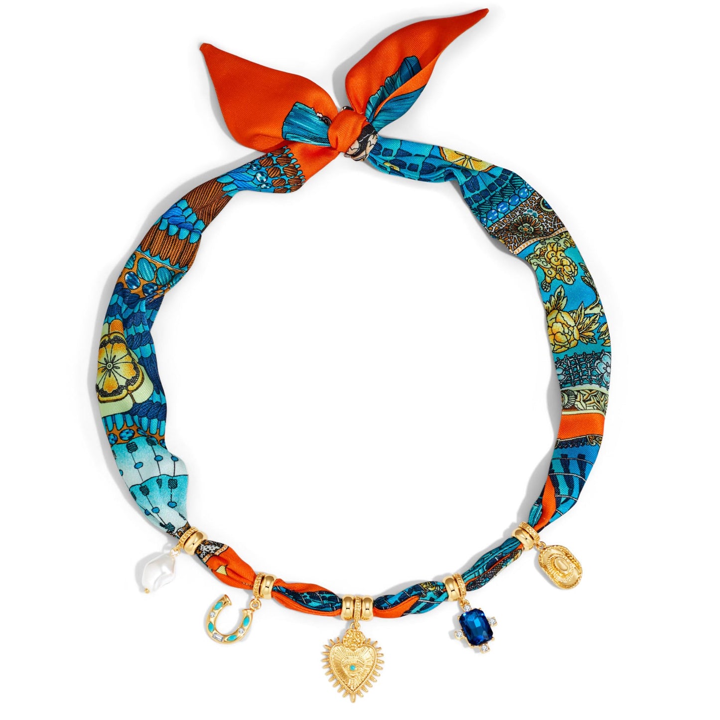 CLASSYZINT Scarf Necklace for Women Adjustable Bandana Choker with Heart Charms Heart Choker Necklace Summer Beach Necklace Adjustable Fashion Accessory
