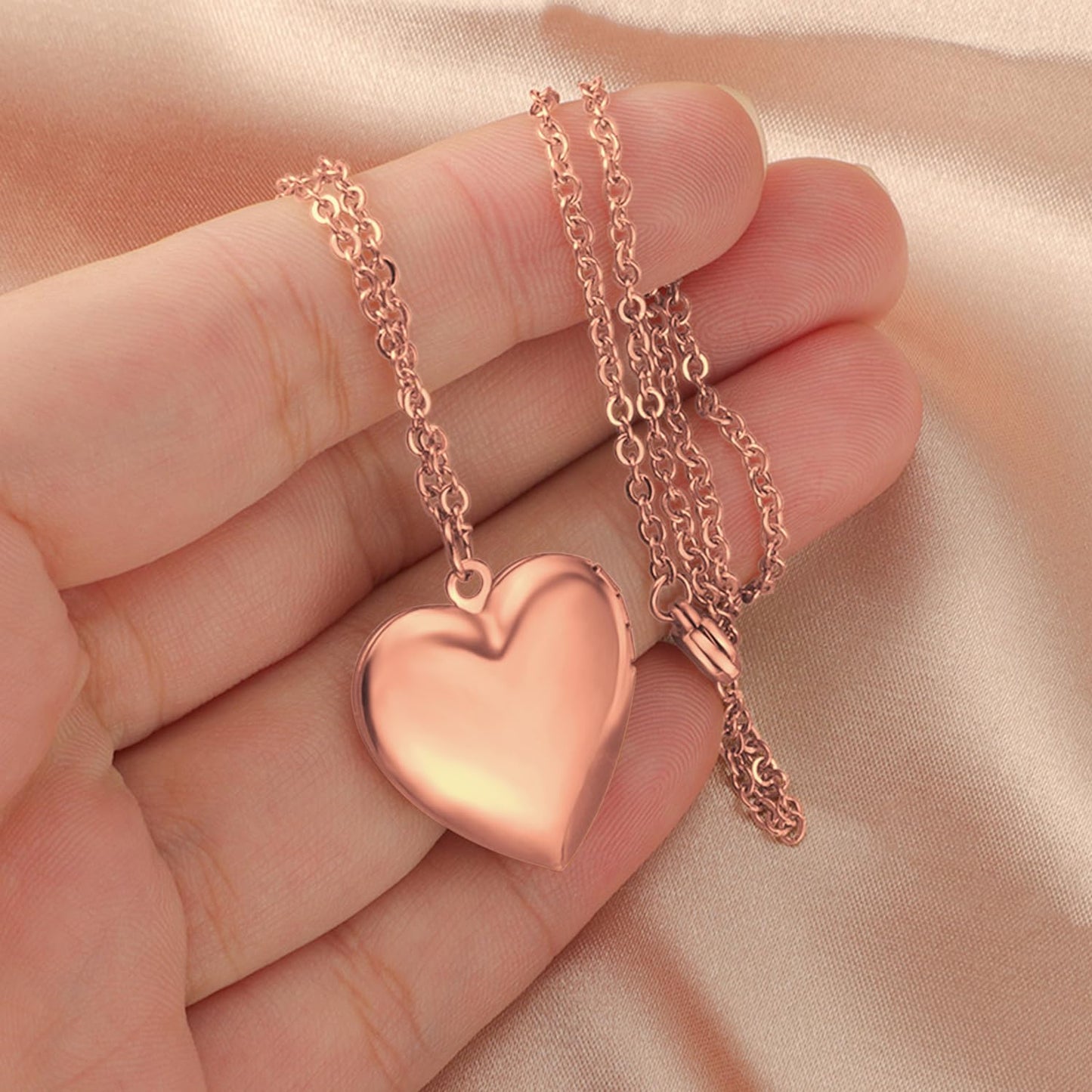 PHOCKSIN Rose Gold Heart Locket Necklace 12 Birth Flowers Personalized Love Heart Necklace that Holds Pictures Customized Gifts Locket Necklaces for Birthday