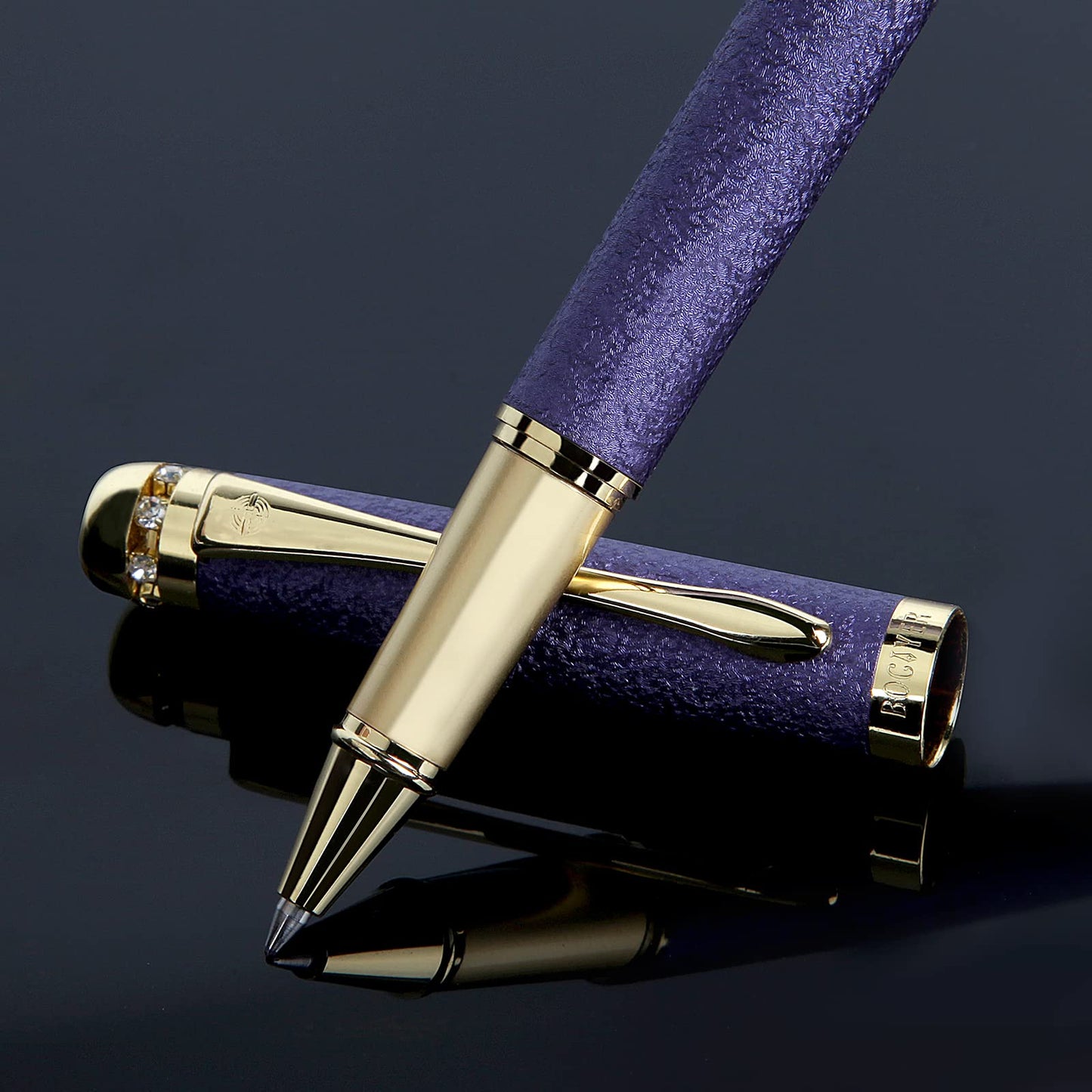 BOCIYER Rollerball Liquid Ink Pens,Best Luxury Ball Pen Gift Set for Women,Black Ink Fancy Pen Refillable for Executive Office,Professional,pretty pens,cool pens,Nice cute Designer Pens(Purple)
