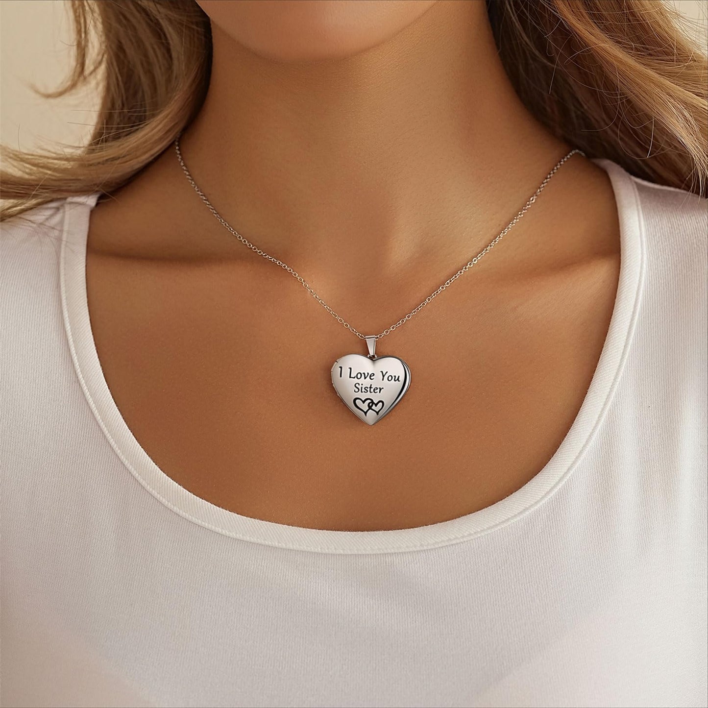 PHOCKSIN Custom Locket Necklaces For Daughters Personalized Photo Necklace Heart Locket Necklace Customize Necklace Mothers Day Gifts for Daughter