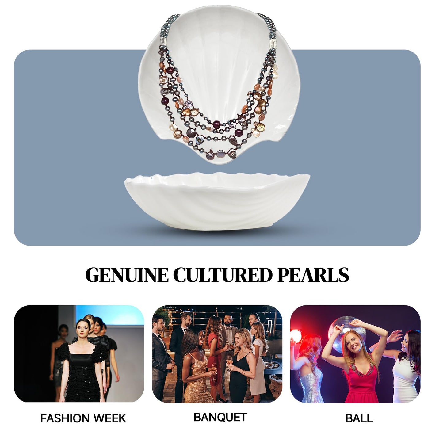 Handmade Freshwater Pearl Necklace for Women - Elegant Long Adjustable Real Pearls Strand with Vintage Beaded Charms Baroque Pearl Luxury Jewelry Gift