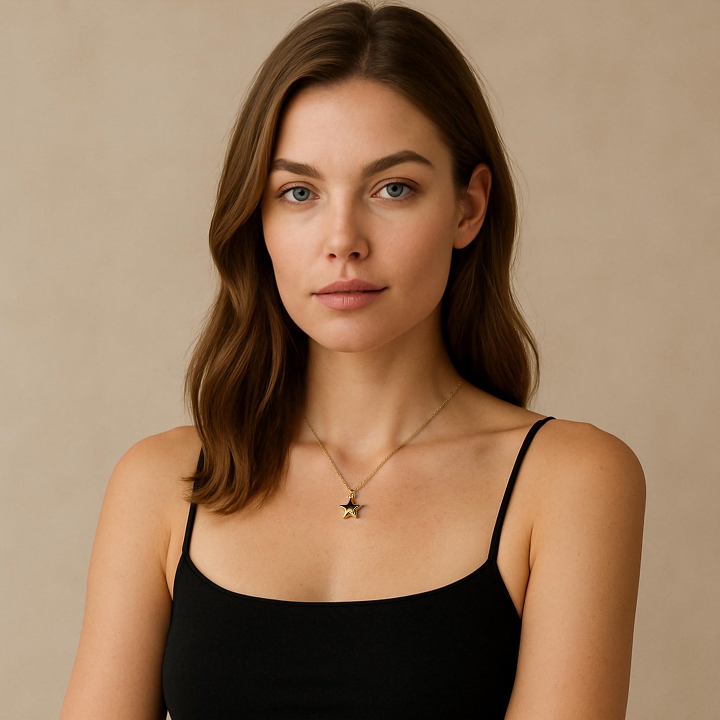 ZKJTEARY Gold star necklace for Women Trendy Dainty 18K Gold Chain lucky Star jewelry Pendant Gift Card for Women Mom Grandma (Gold Star)