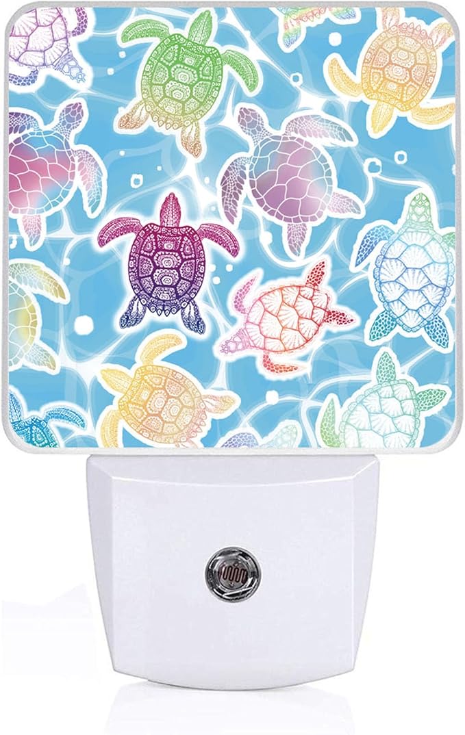 Colorful Turtle Night Light, Plug-into Wall Sea Nightlight Lamp with Dusk to Dawn Sensor, Led Lamp 0.5W Energy Efficient for Boys Girls Adults Home Decor
