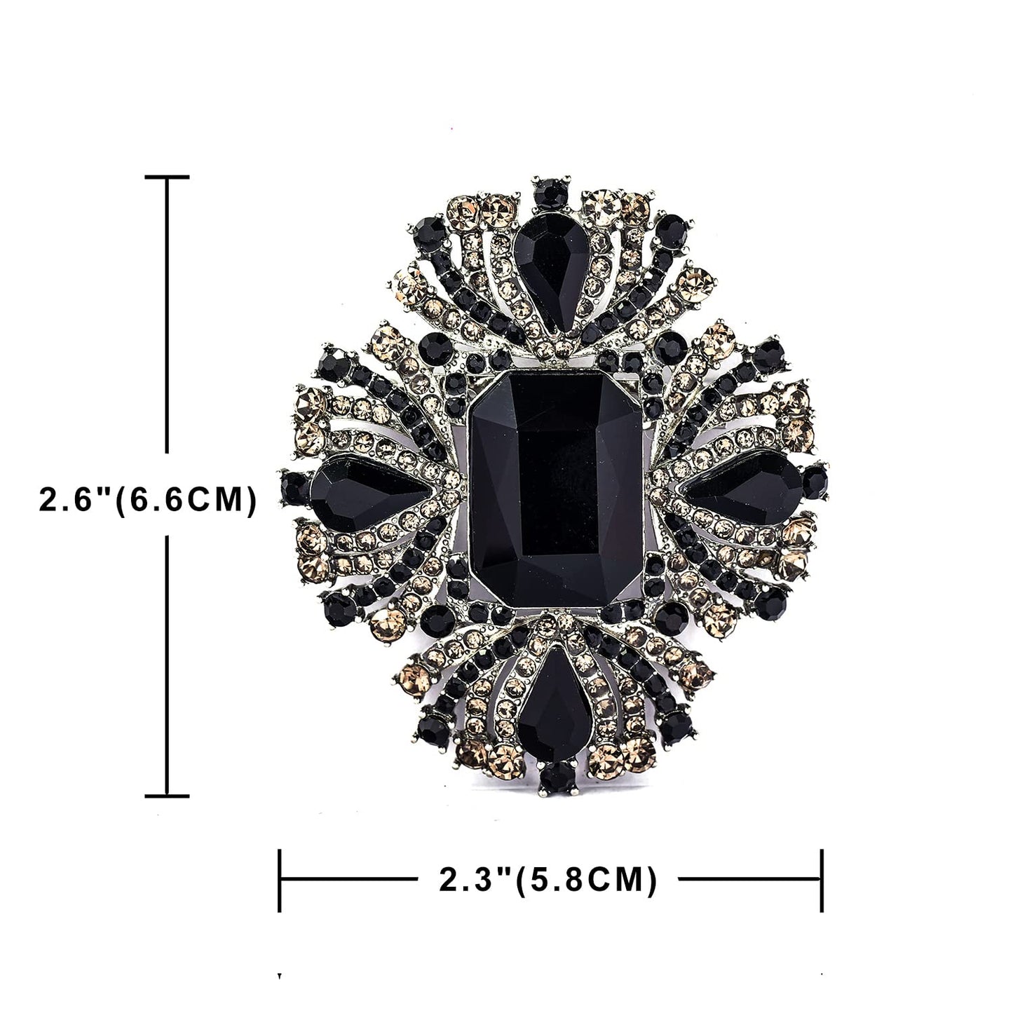 YOQUCOL Vintage Black Austrian Crystal Rhinestone Cross Flowers Shaped Brooch Pin Elegant Jewelry For Women