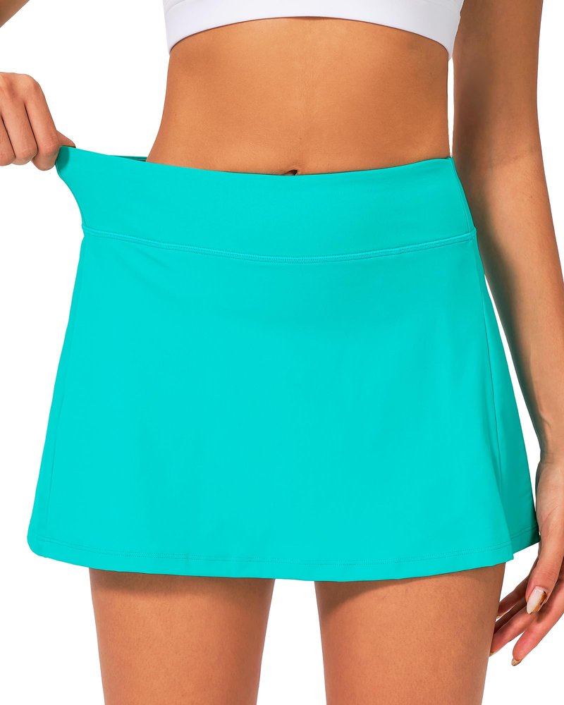 Stelle Women Tennis Golf Skirts High Waisted with Pockets Inner Shorts for Athletic Skorts Sports Running Pickleball (TQ,XL) Turquoise