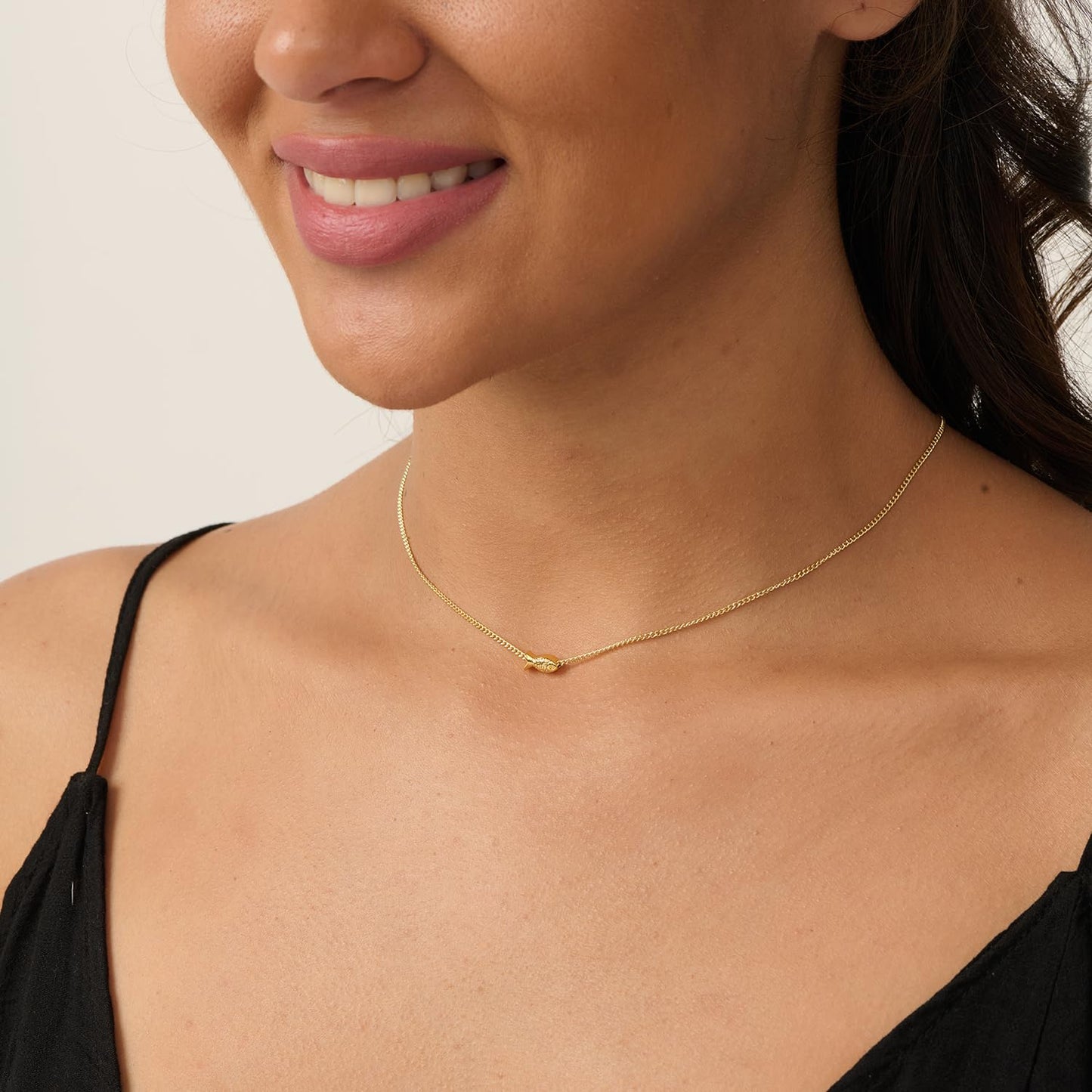 BSGRL Dainty Gold Necklace - 14K Gold Plated Tiny Fish Cuban Chain Animal Sea Beach Necklace for Women 16.5"+2"