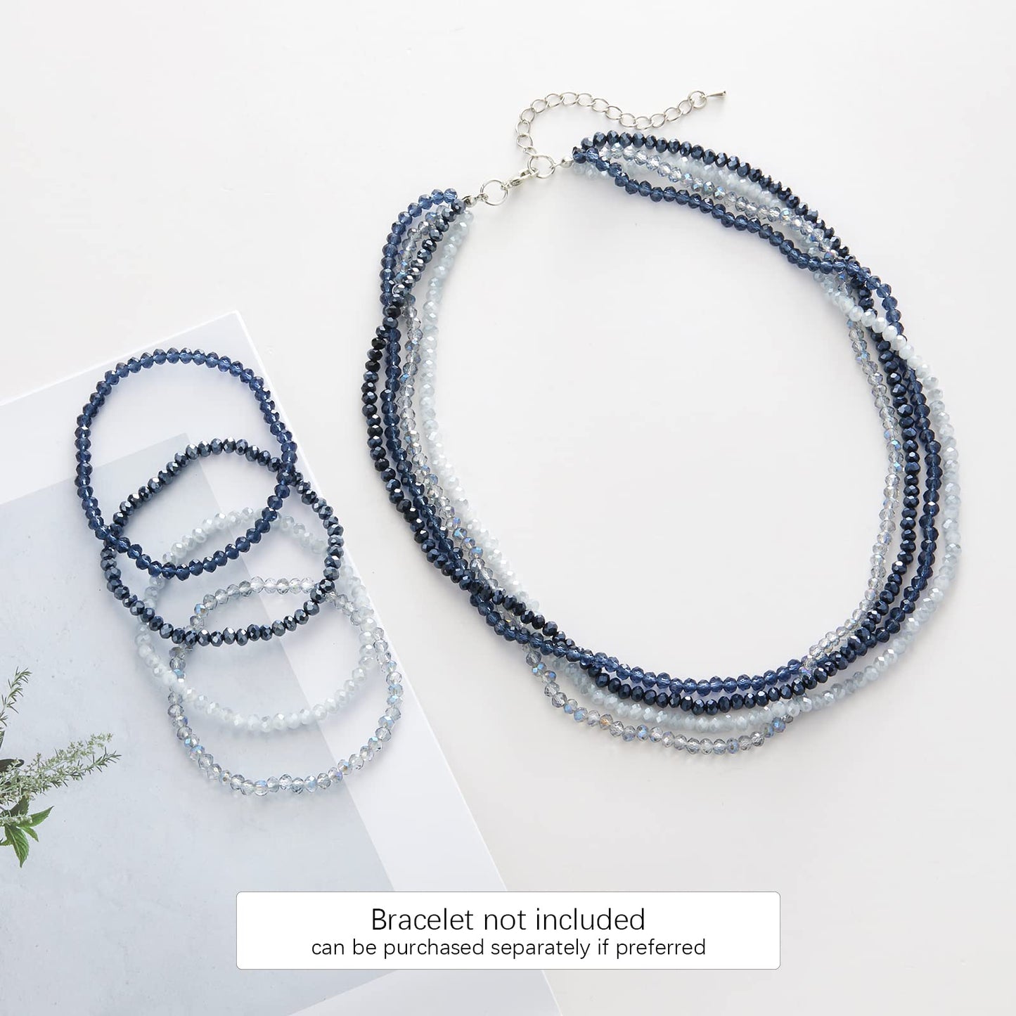 Noessla Multi-layer Crystals Beaded Choker Necklace for Women Colorful Boho Statement Necklace Trendy Costume Party Jewelry Mothers day Gifts for Mom(29-Blue)