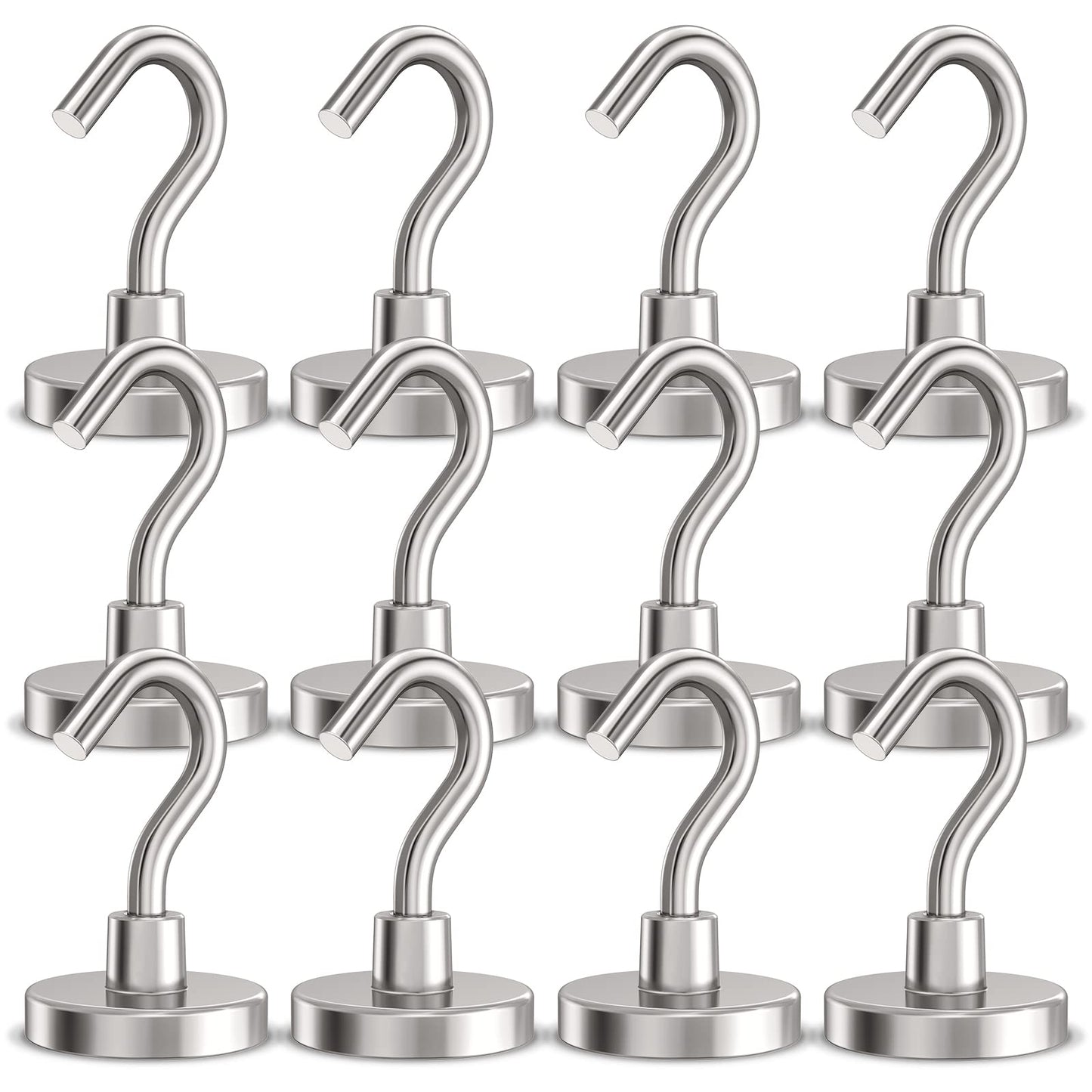 GREATMAG Magnetic Hooks Heavy Duty, 110 lbs Strong Hooks for Hanging, Magnets with Hook for Cruise Cabins, Grill, Fridge, Pack of 12