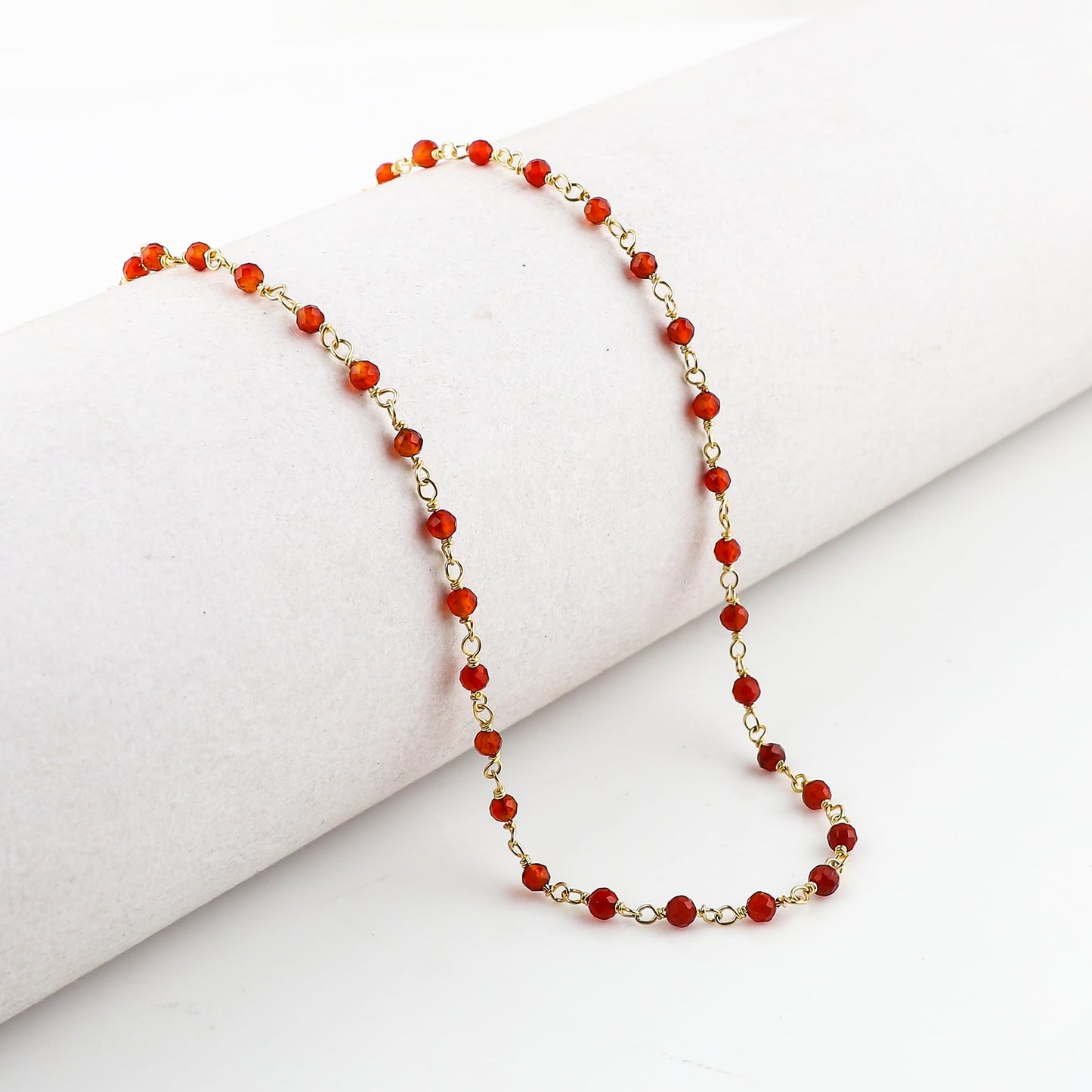CRYSTALINES (3pcs) Natural Carnelian Gemstone Cluster Jewelry Combo Set, 14K Gold Plated, Crystals Beads Rosary Chain, Handmade Bohemian Jewelry - Bracelets, Necklace, Earrings for Women