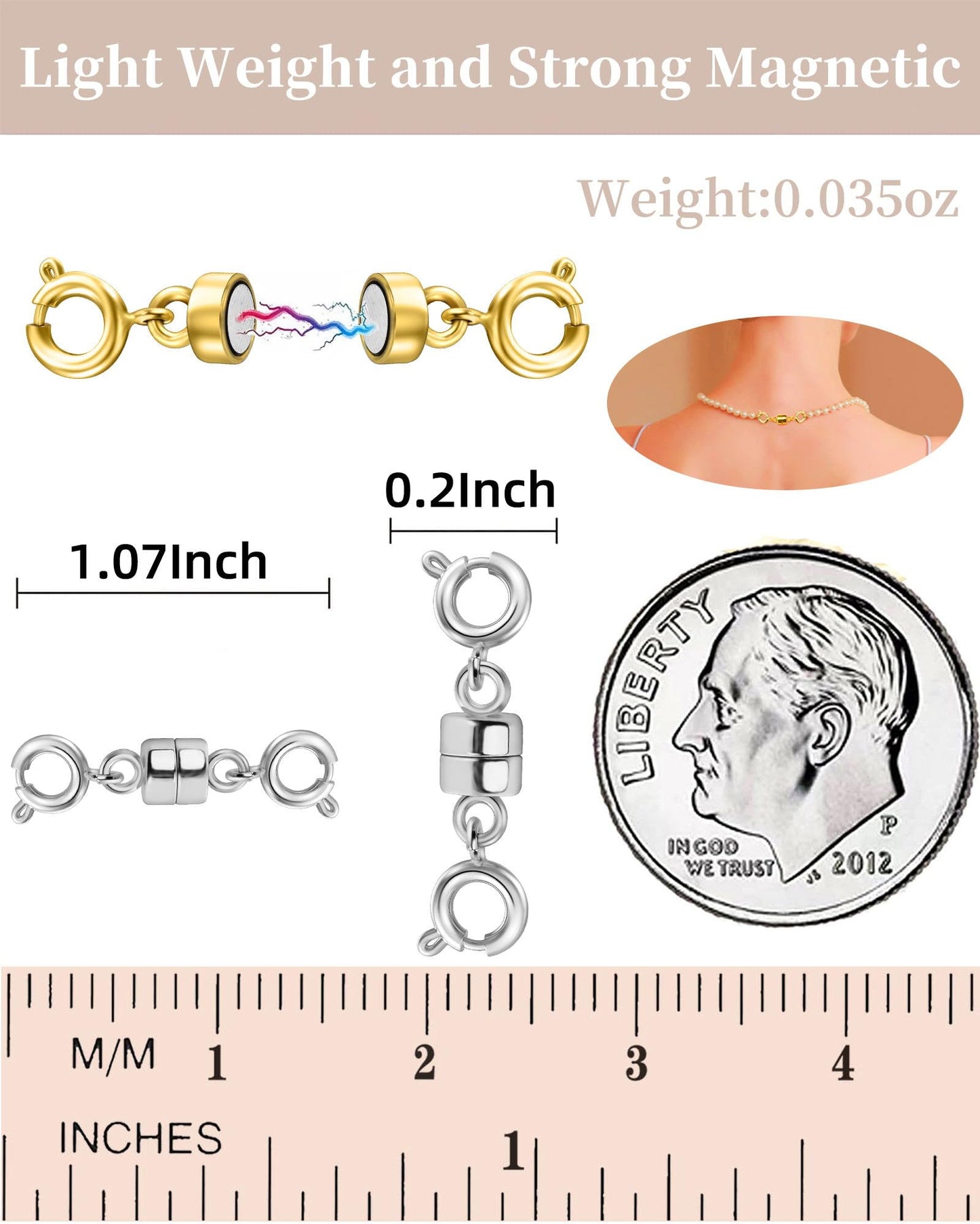 Dailyacc Magnetic Necklace Clasps and Closures, Double Open Bracelet Extender for Jewelry Converters Clasp (6 Gold, 6 Silver)