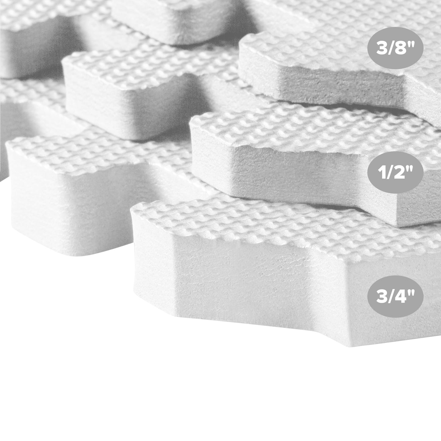 We Sell Mats 1/2" Thick Multipurpose EVA Foam Exercise Floor Mat, Interlocking Tiles, Anti-Fatigue for Home or Gym, 24 in x 24 in, 12 Tiles, White