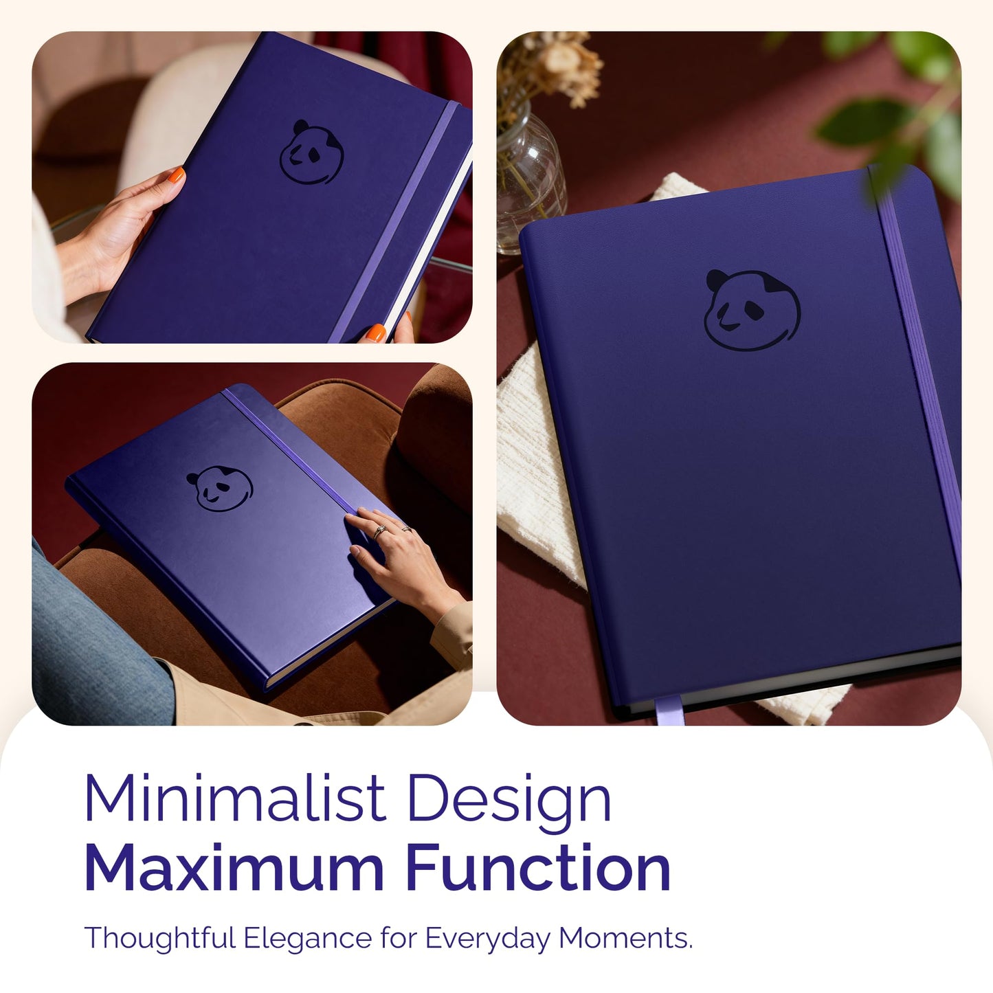 Panda Planner Pro A4 Daily Planner 2026 – 6 Month Undated Planner with Hourly Schedule, Large 8.5x11 Layout, To Do List, Daily Journal, Goal Planner, Habit Tracker & Gratitude Organizer for Home/Office – Purple