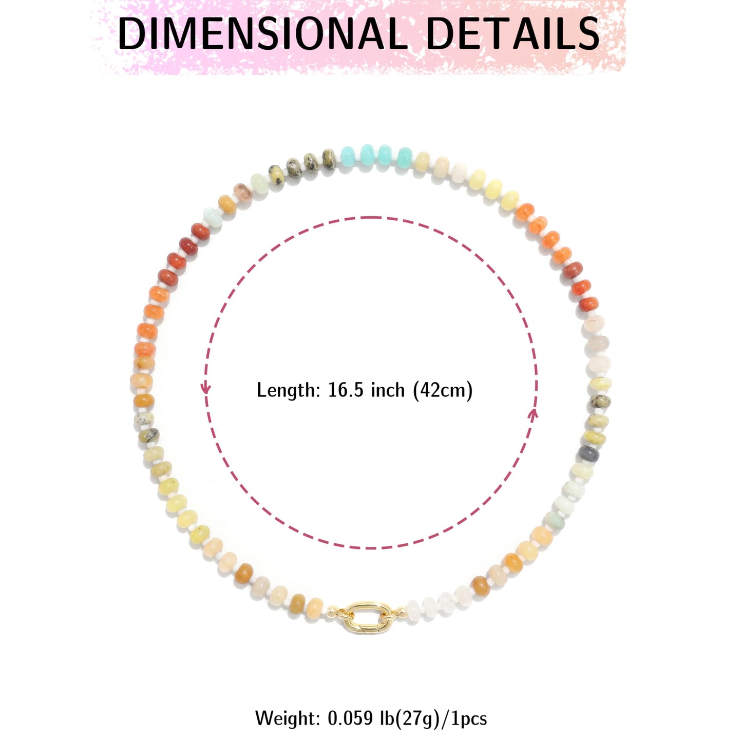 CONRAN KREMIX Colourful Stone Beaded Necklace for Women,Natural Gemstone Bead Choker Necklaces Boho Summer Beach Layering Necklace Jewelry Gift for Women