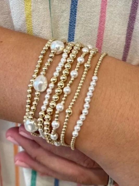 7PCS Faux Pearl Bracelet Set