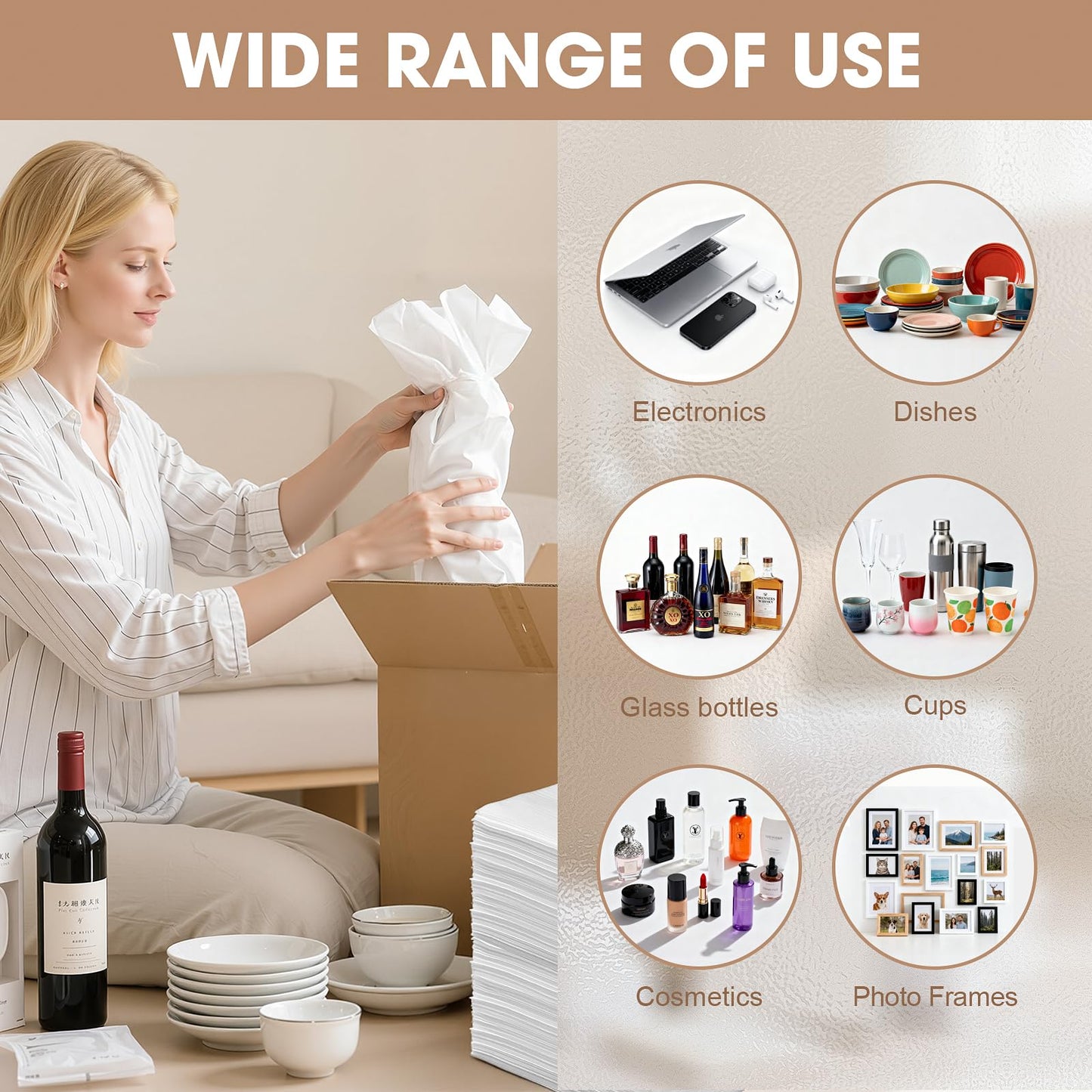 200 Pack Small Foam Pouches 6x8 Inch, Cushion Foam Pouch for fragile items, Packing Supplies to Protect Glasses, Cups and Dishes, Plate Packing Sleeves for Moving, Shipping and Storage