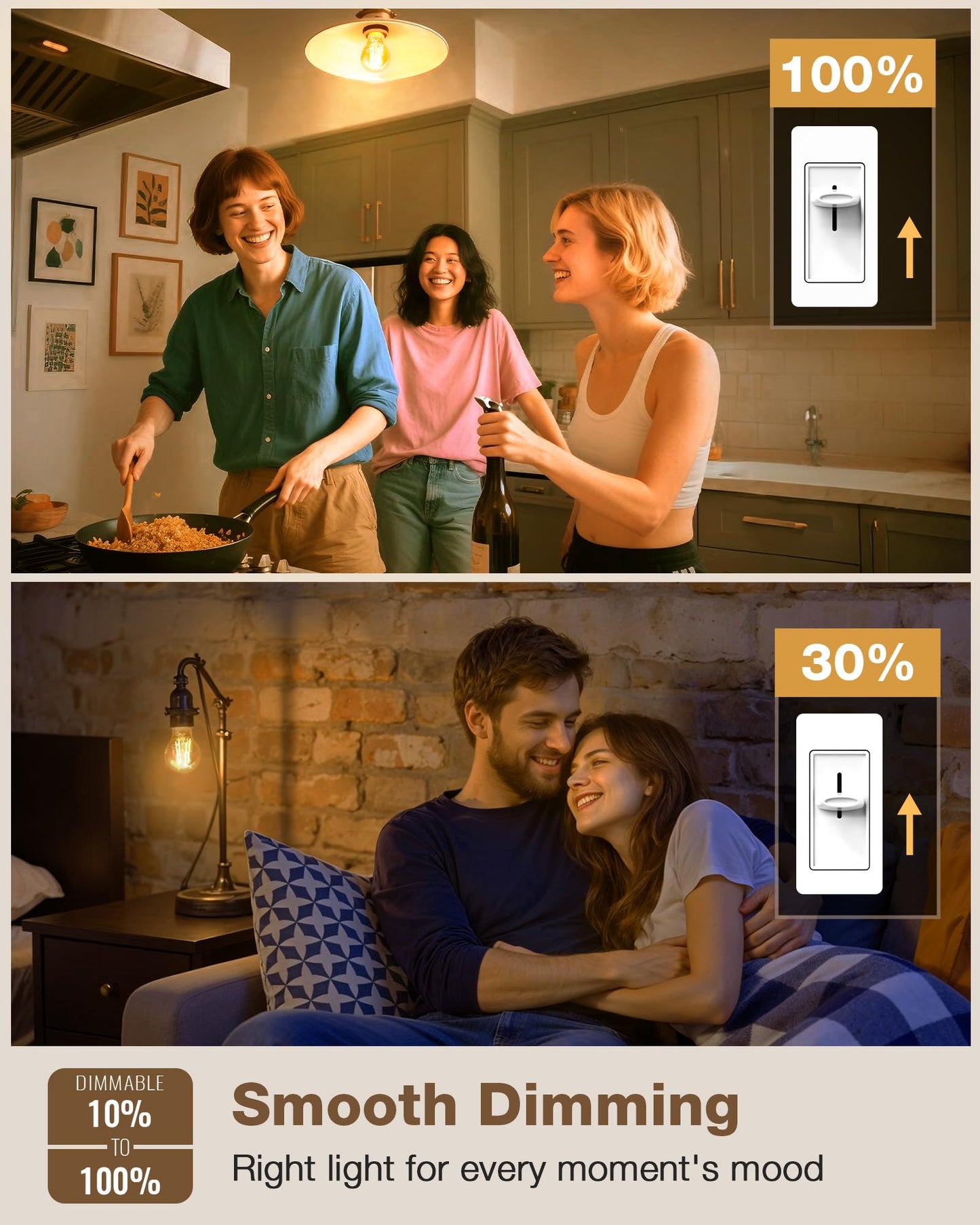 Lafoy A19 Amber 2200K Soft Warm E26 Light Bulbs, Dimmable Vintage LED Edison Bulbs 60 Watt Equivalent, 550 Lumen Medium Base Lightbulbs, Antique Old-Fashioned Style 60W Replacement, 120V 12 Pack