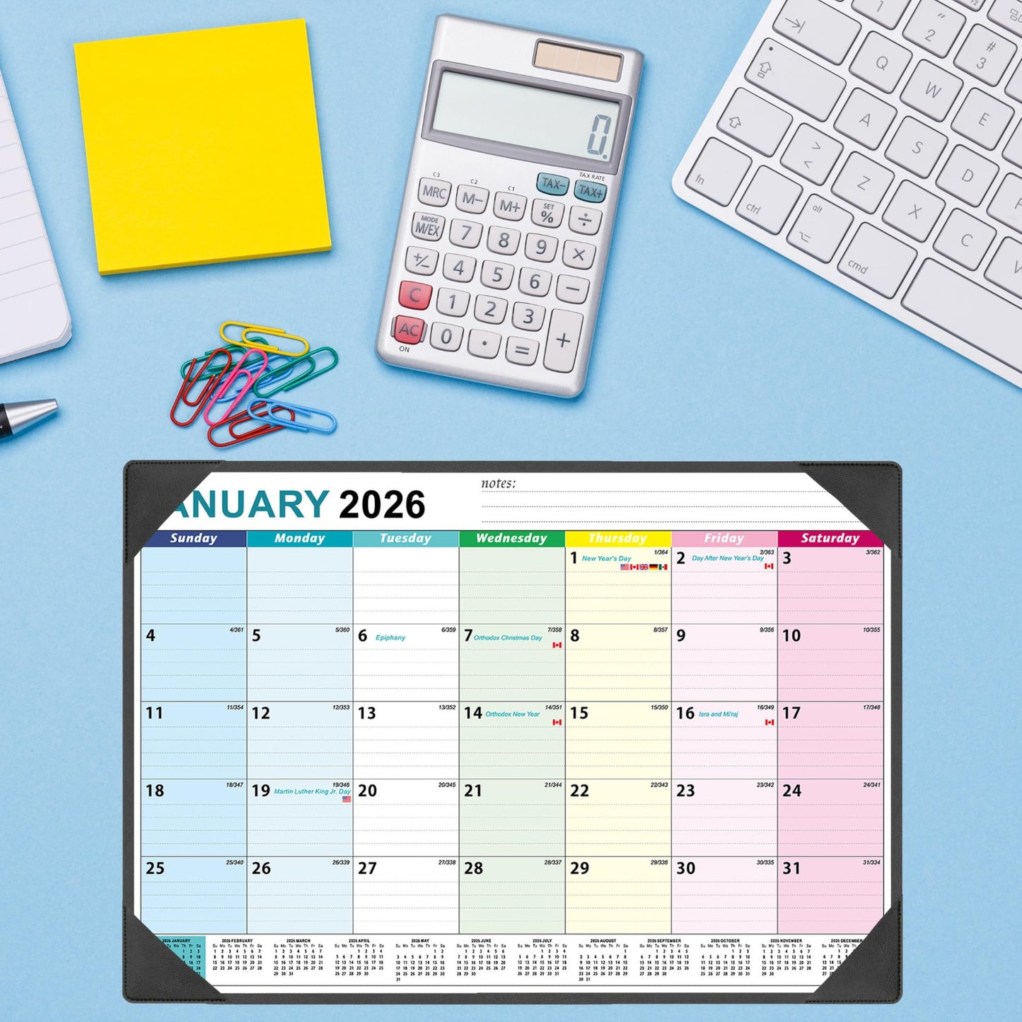 Large Desk Calendar 2026-2027 17'' X 22'' with Desktop Mat, 18 Months Desktop Calendar from JAN 2026 - JUN 2027, Blotter Calendar for Office School Home, Rolled Package