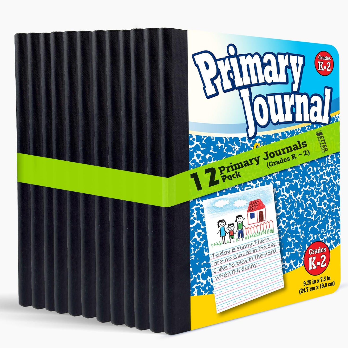 Better Office Products Primary Journal, Hardcover, Primary Composition Book Notebook - Grades K-2, 100 Sheet, One Subject, primary composition notebook with picture space