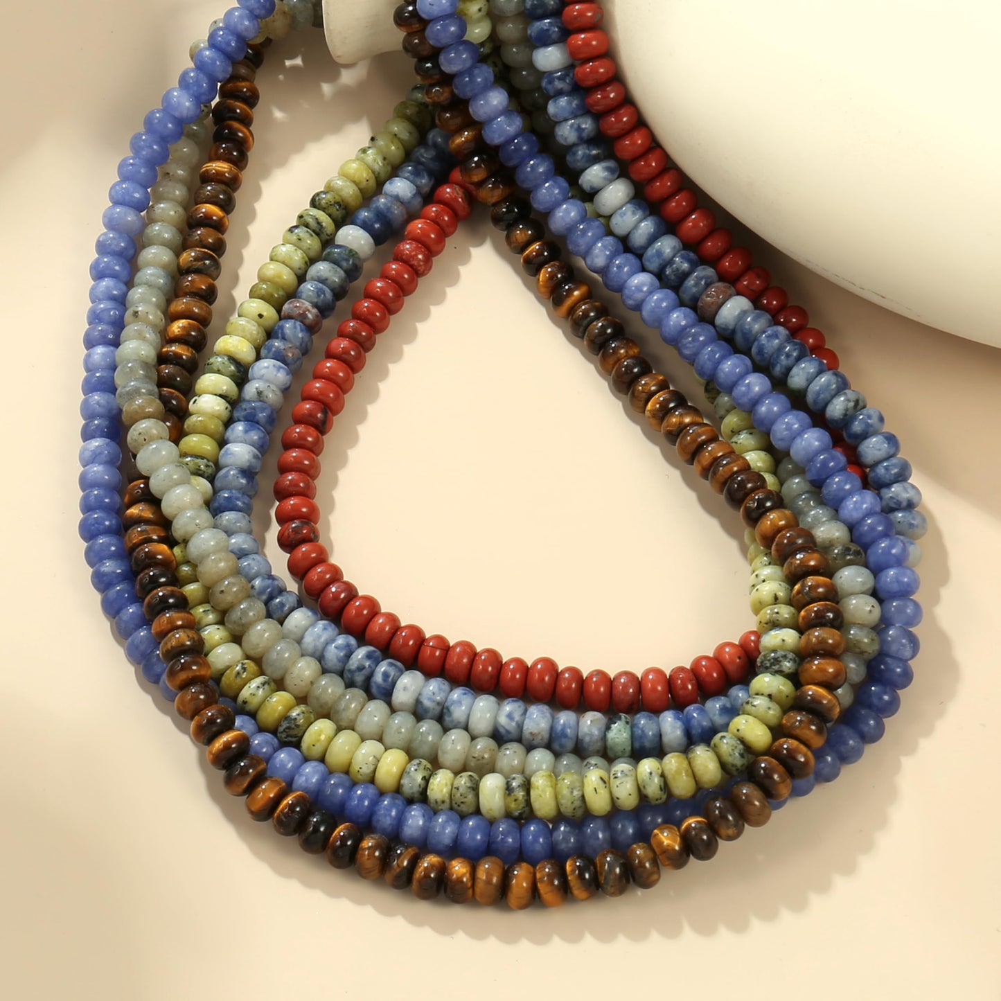CONRAN KREMIX Yellow Turquoise Stone Beaded Necklace for Women,Natural Gemstone Bead Choker Necklaces Boho Summer Beach Layering Necklace Jewelry Gift for Women
