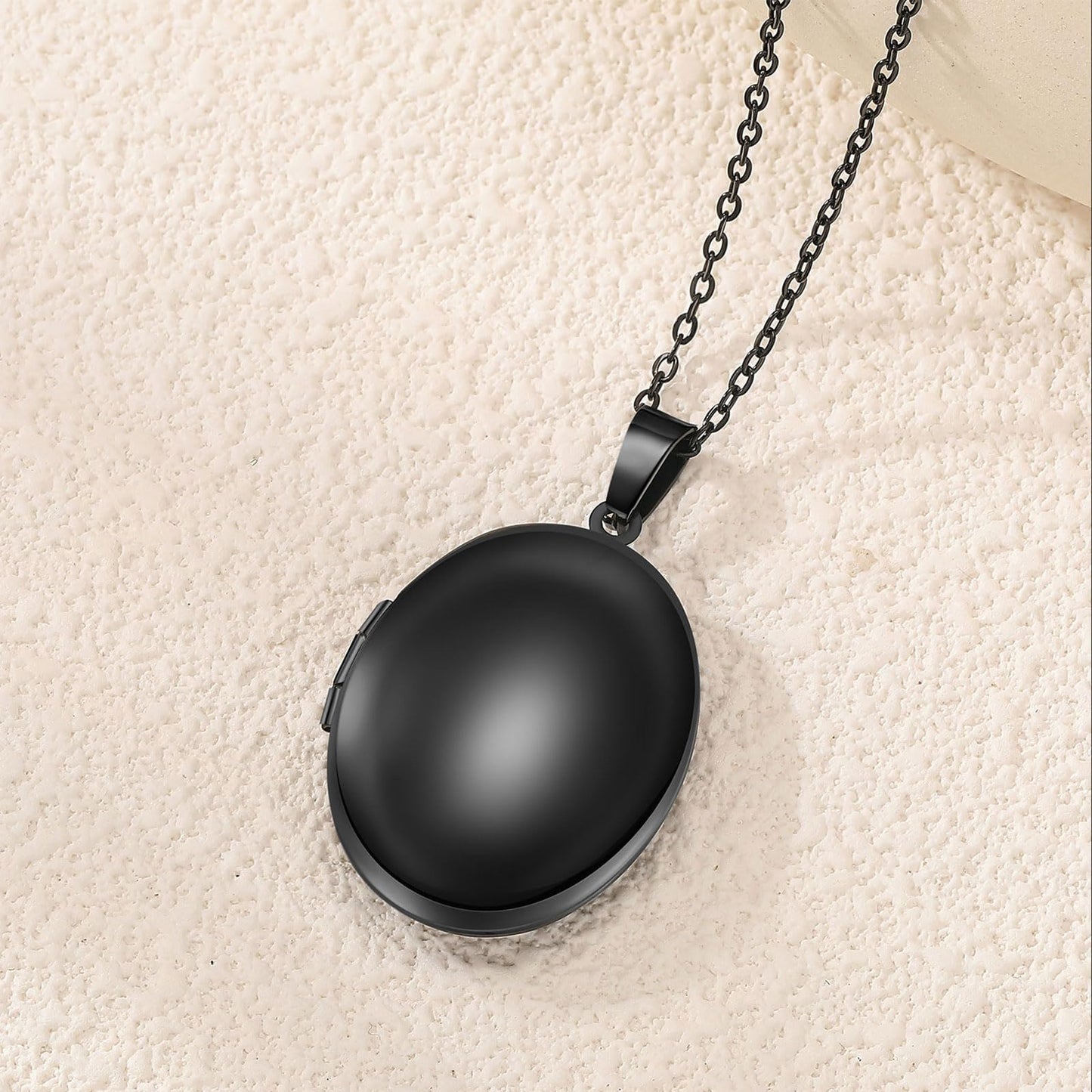 PHOCKSIN Black Oval Locket Necklace 12 Birth Flowers Personalized Necklace that Holds Pictures Customized Gifts Locket Necklaces for Women Birthday Gifts