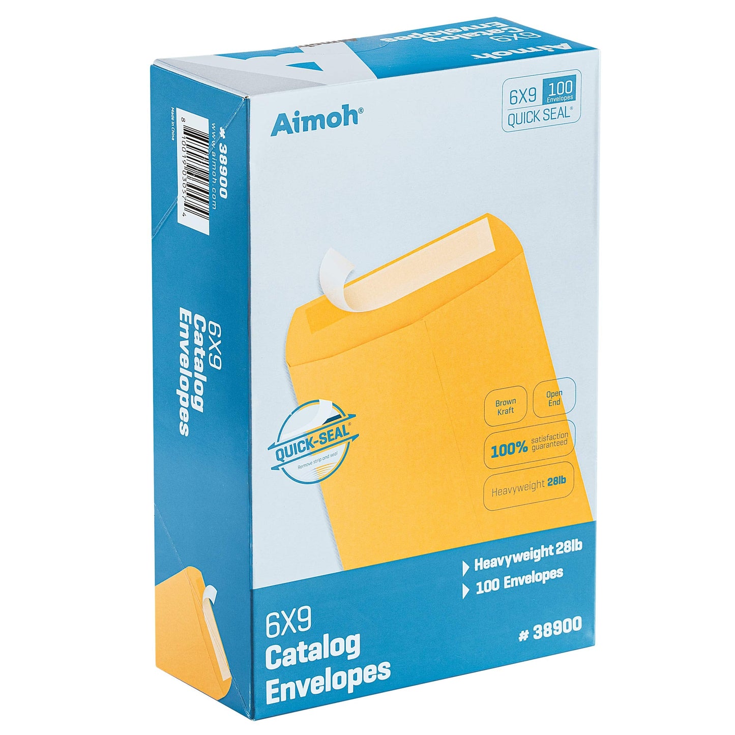 Aimoh 100 6 x 9 Self-Seal Brown Kraft Catalog Envelopes - 28lb, 100 Count, Ultra Strong Quick-Seal, 6x9 inch (38900)