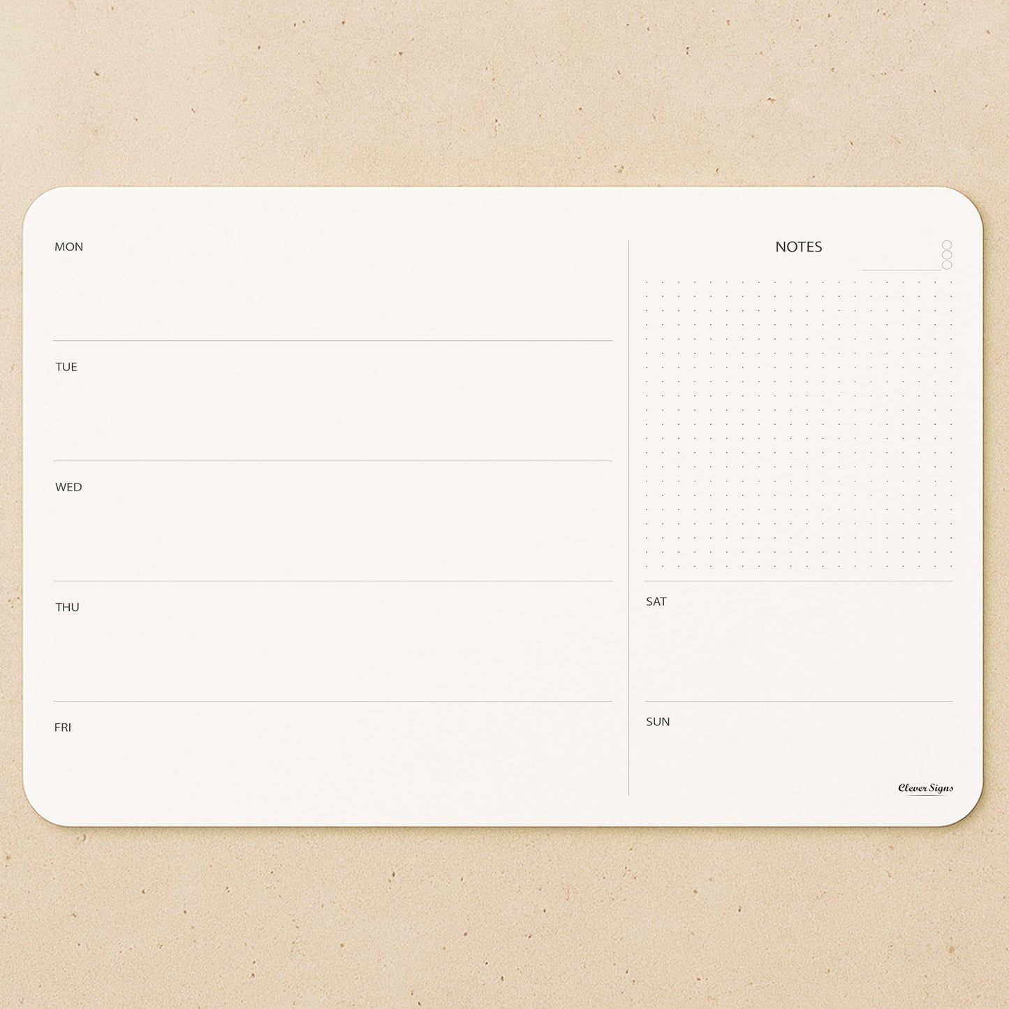 Weekly Planner Pad, Weekly To Do List Notepad, Tear Off Undated Weekly Planner Notepad, 50 Sheets, A4 Size (8,3" X 11,7"), Premium Thick Paper with Cardboard Back Support, Weekly Desk Planner by CLEVER SIGNS