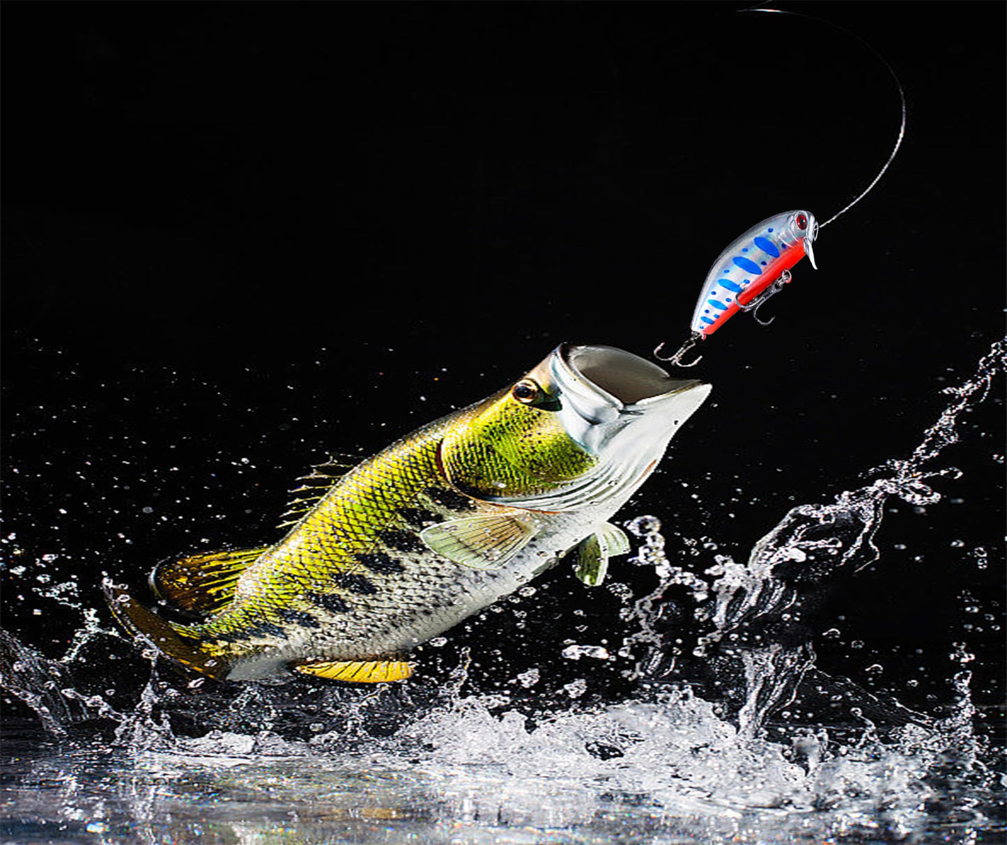 Bass Fishing Lure Lures Kit-Jerkbaits for Shallow Diving Crankbait 45-Degree Bill 3D Eyes,Loud Rattle Saltwater Catfish Trout Lure Artificial Crankbait (10pcs Minnow Lures with Bill)