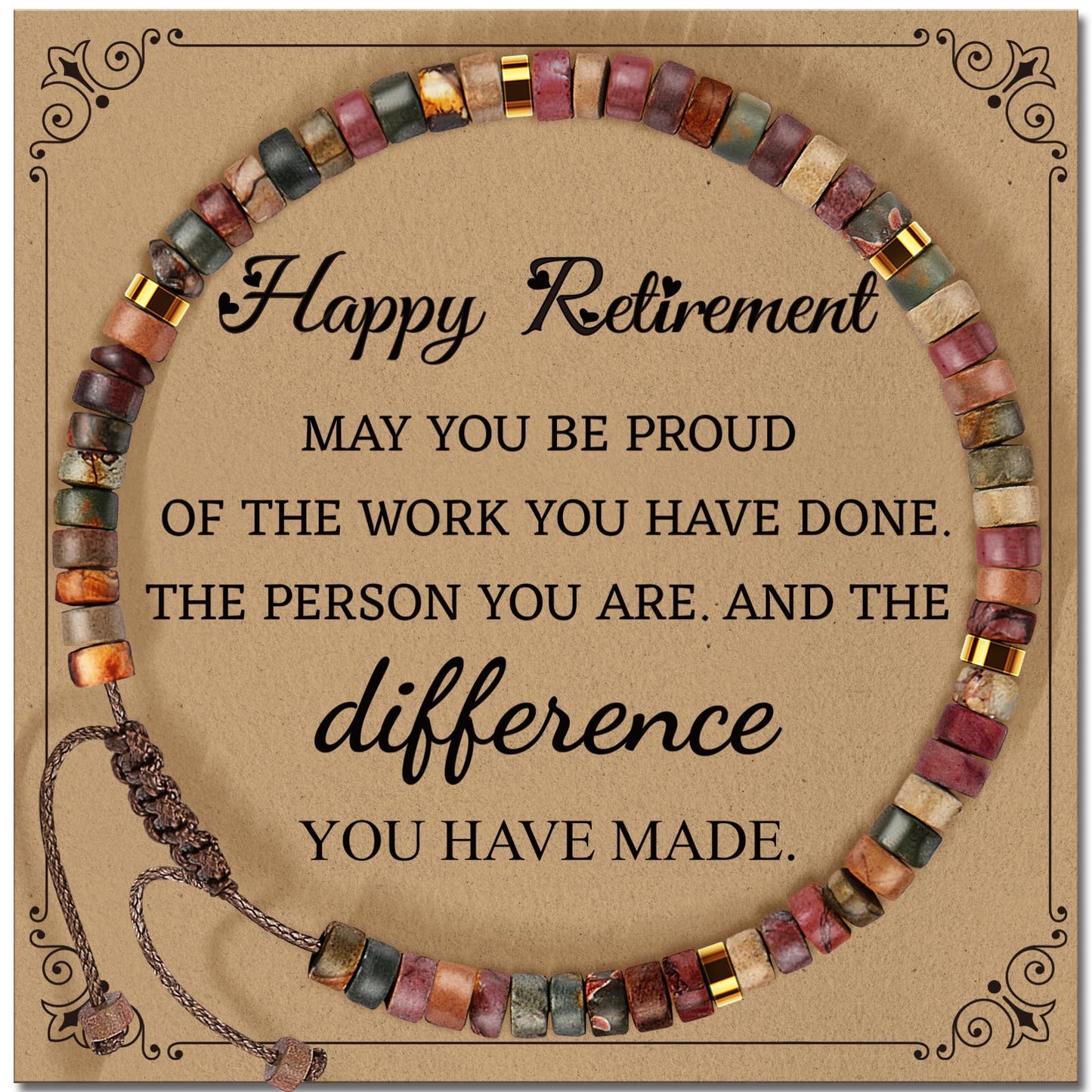 ZOKCC Retirement Bracelet Gift for Woman Healing Natural Stone Beads - Retired Gifts for Women Coworker Teacher Nurses Boss Friends Mom