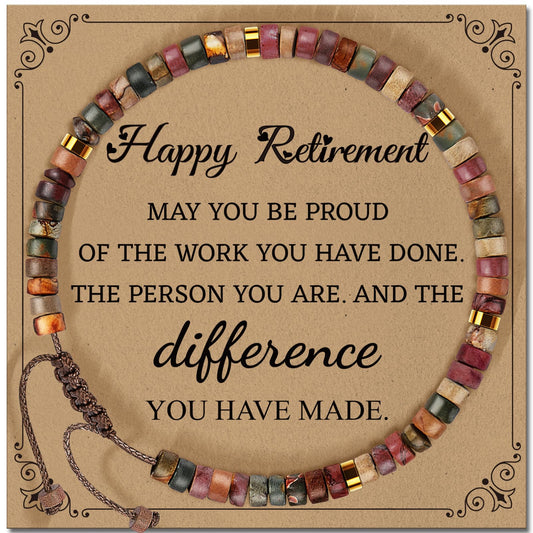 ZOKCC Retirement Bracelet Gift for Woman Healing Natural Stone Beads - Retired Gifts for Women Coworker Teacher Nurses Boss Friends Mom