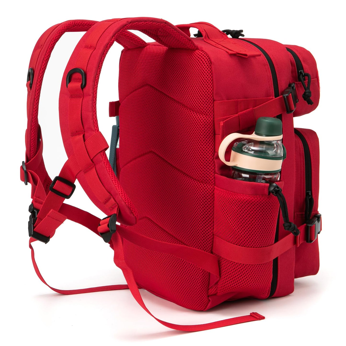 QT&QY 25L Military Tactical Backpacks For Women Survival Army Laser cut Molle Daypack small EDC Bug Out Bag Gym Rucksack With Dual Cup Holders medical Rucksack Red heavy duty backpack