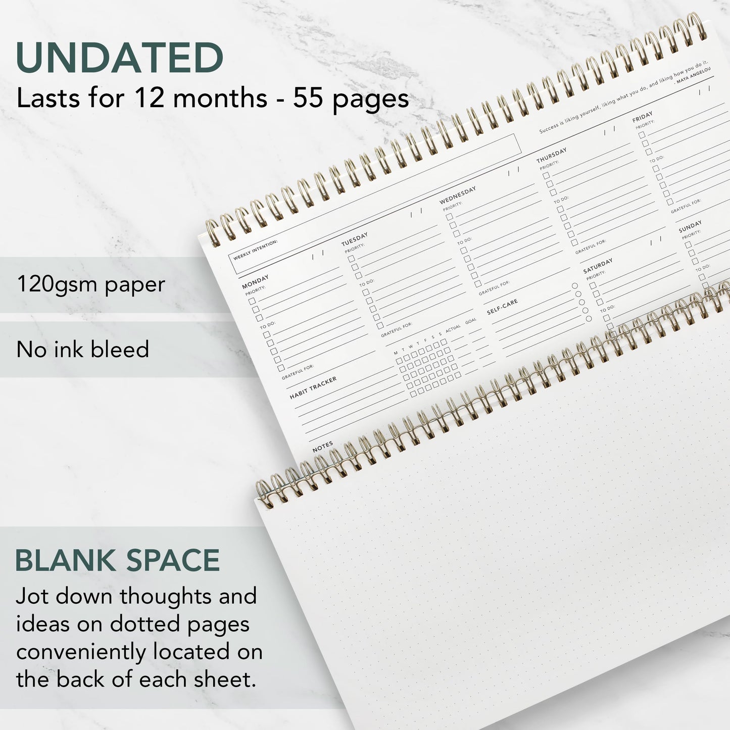 Zen & Flow - Undated Weekly Planner, Dashboard Desk Pad, To Do List Notepad, Productivity, Habit Tracker, Desk Notepad, Dashboard Planner