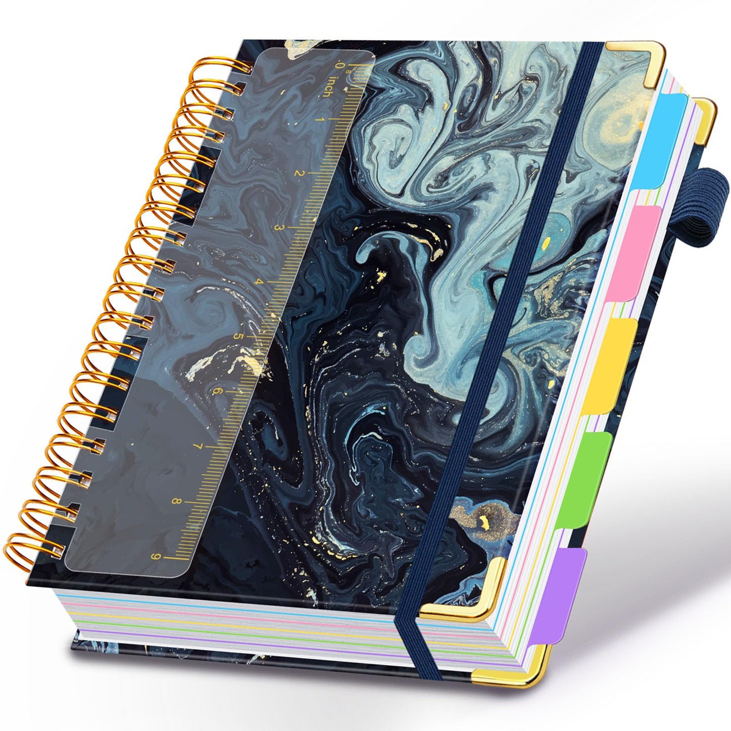 Spiral Journal Notebooks for Work, 300 Pages 5 Subject Notebook College Ruled with Dividers & Tabs, 8''x 10'' Large Notebook Journal for Women Students Note-Taking and Organizer