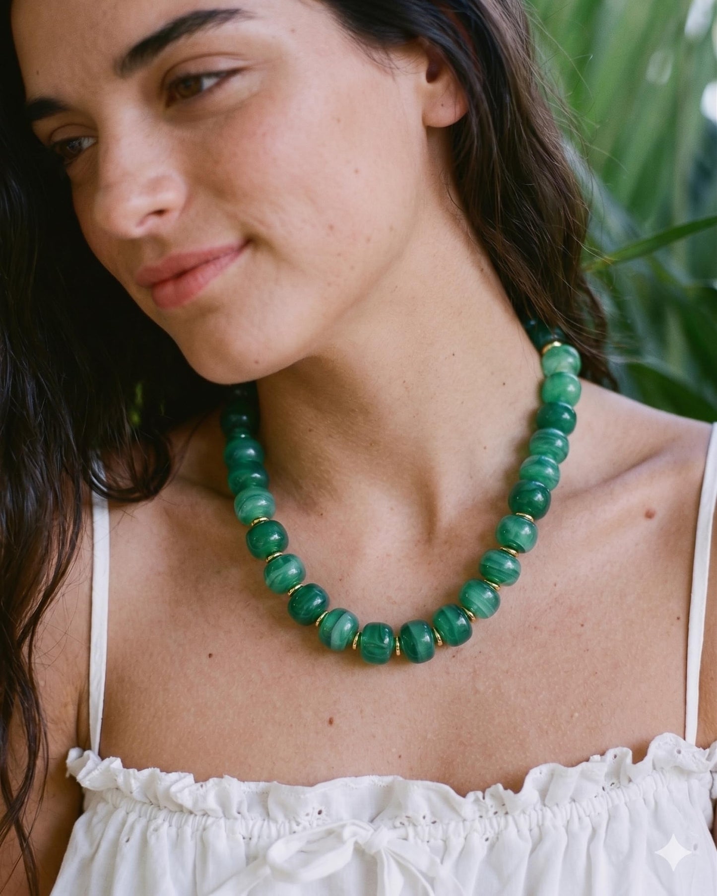 FAUTHENTICUTE Deep Green Beaded Choker Necklace for Women Chunky Statement Boho Western & Summer Beach Necklaces Trendy Everyday Green Beaded Choker Necklaces for Women