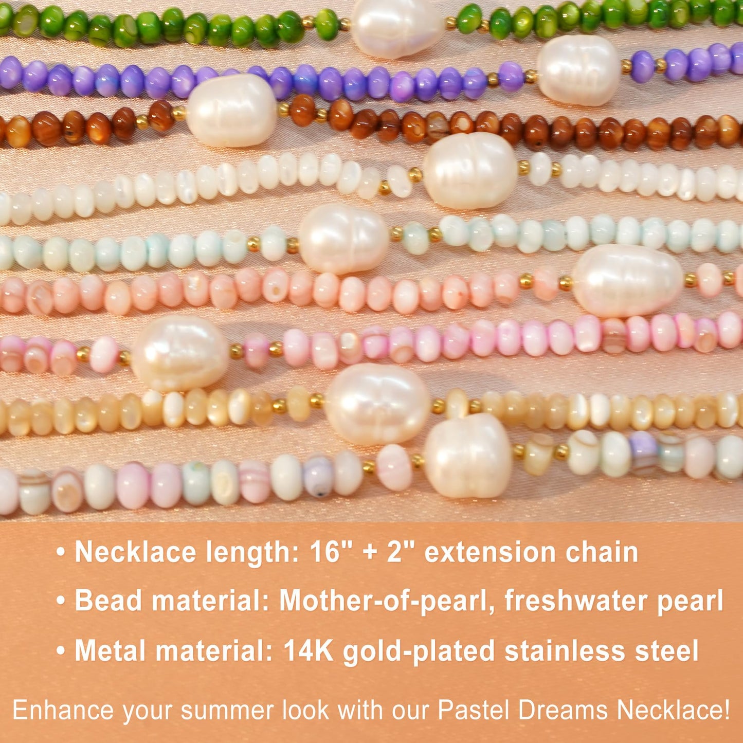 ERNAULO Beaded Necklaces for Women Seashell Beach Necklace with Freshwater Pearl 14K Gold Plated Boho Summer Handmade Jewelry CK-Seashell-brown