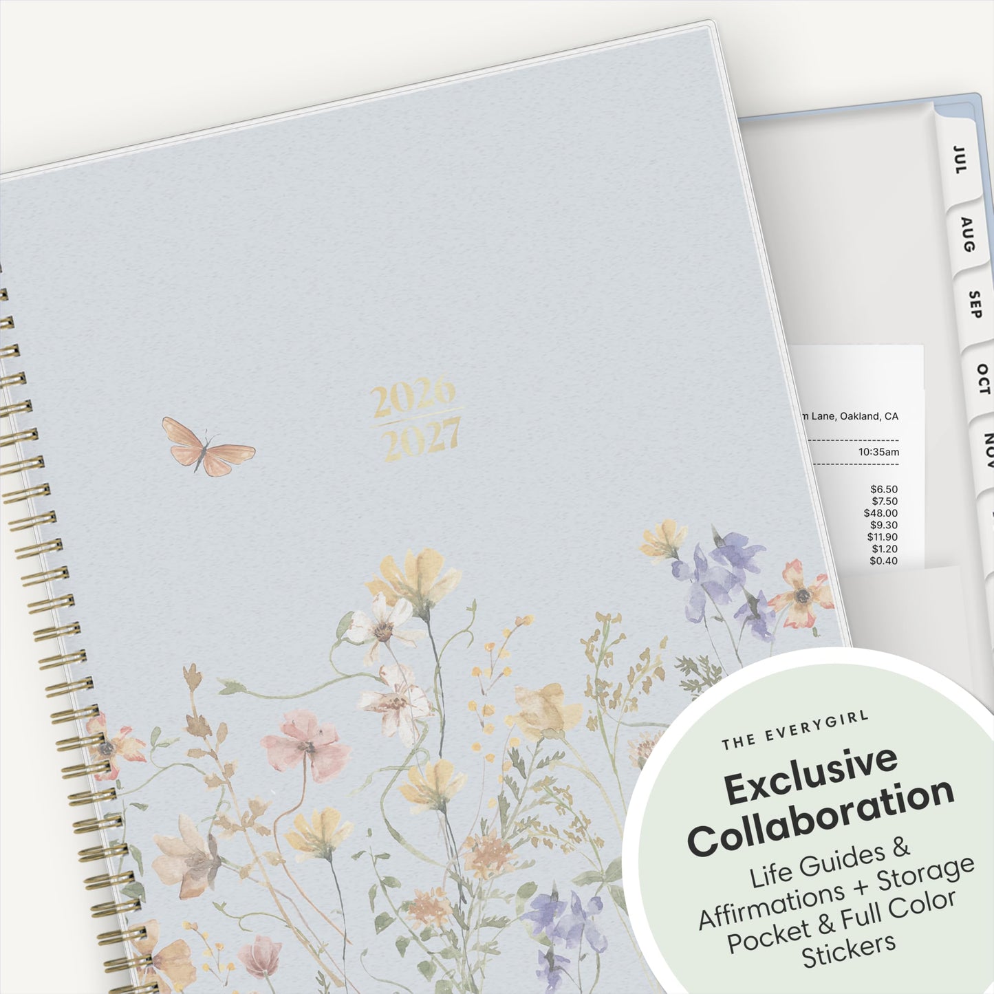 Blue Sky The Everygirl 2026-2027 Weekly and Monthly Academic Year Planner Calendar, July 2026 - June 2027, 8.5" x 11", Flexible Cover, Wirebound, Laminated Tabs, Storage Pocket, Includes Stickers, Stratford Coastal