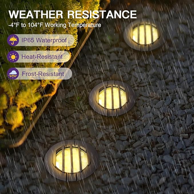 6W Well Lights, Grated Top, 3000K, 12-24V AC/DC, Outdoor In-ground Lights with Wire Connectors, IP65 Waterproof Low Voltage Lighting for Garden Fence Pathway Deck, ETL Certified, 12 Pack