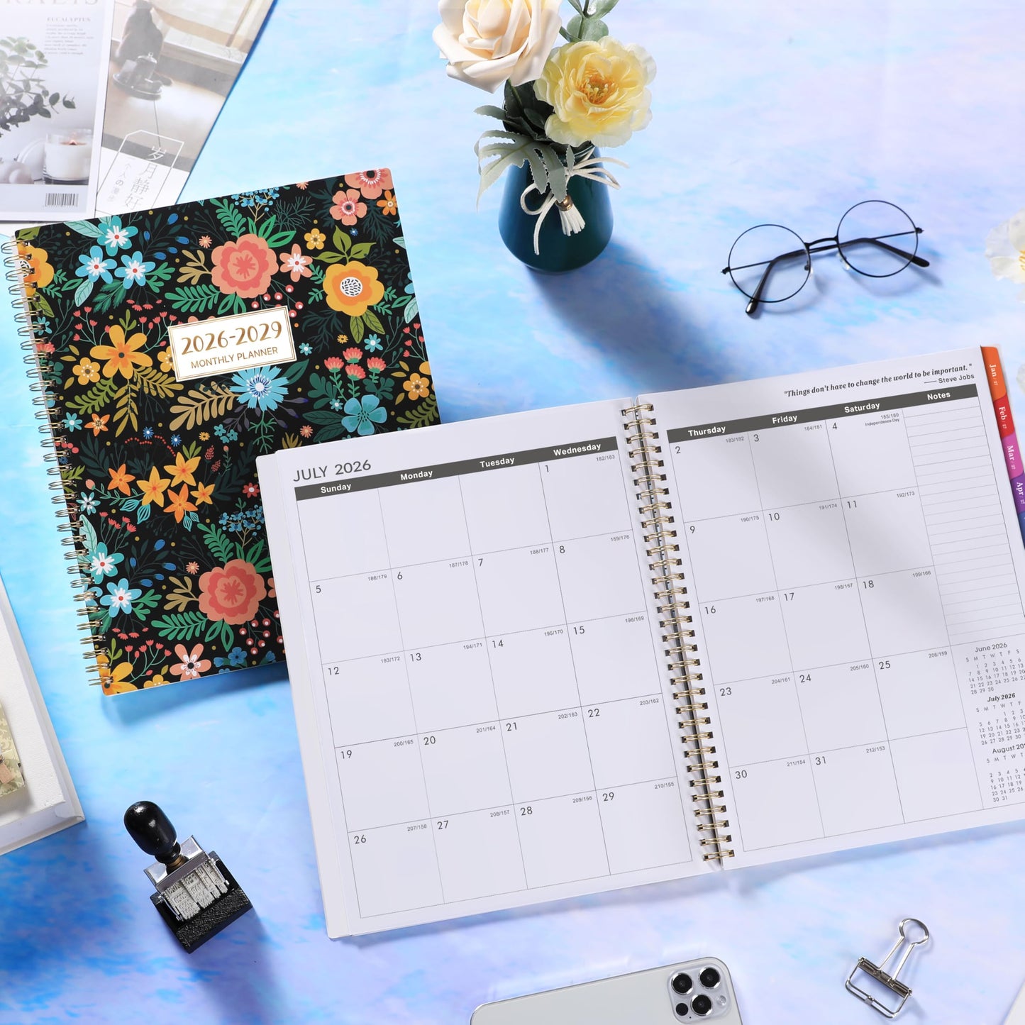2026-2029 Monthly Planner/Calendar - 3 Year Planner 2026-2029 - July 2026 - June 2029, 9'' x 11'', 3 Year Calendar Planner 26-29, 36 Months, Colorful Tabs, Inner Pocket, Notes Pages, Great for School Work Home Long-Term Planning