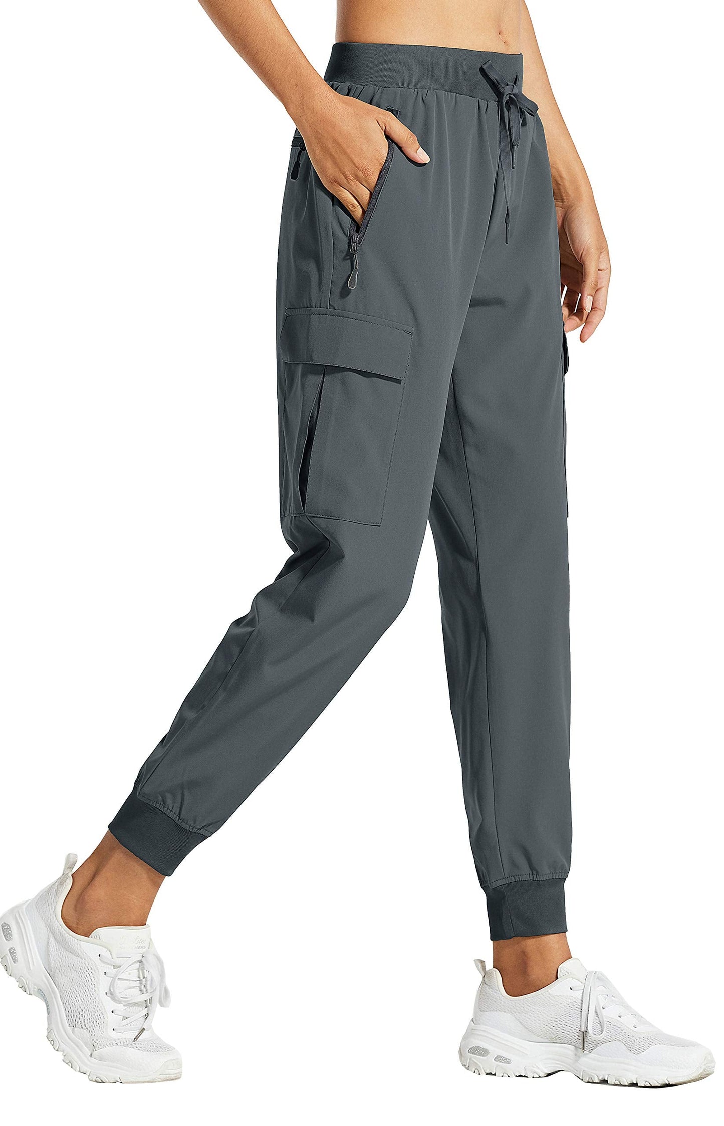 Libin Women's Cargo Joggers Lightweight Quick Dry Hiking Pants Athletic Lounge Casual Travel Petite, Steel Gray XXL