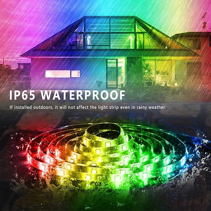 200ft Outdoor Led Strip Lights Waterproof, Ip68 Outside Led Light Strip Waterproof with Remote and App Control, Exterior Led Rope Lights Music Syne RGB Strip Lights for House Decor(2 * 100ft)