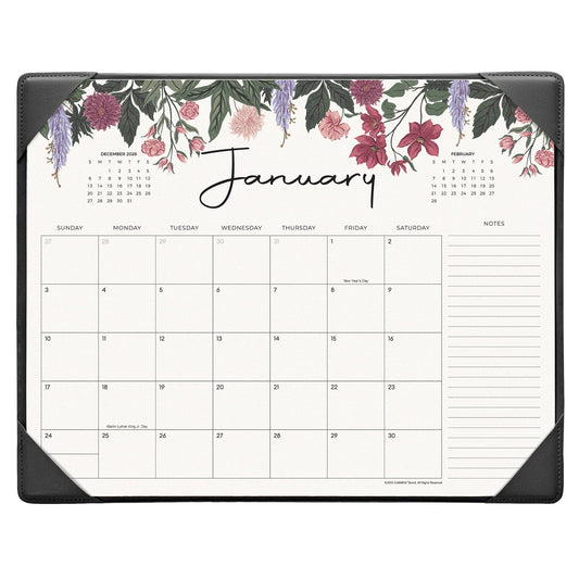 Cabbrix Desk Calendar 2026 with Desktop Mat, Desk Pad Calendar 15"x 12" From January 2026 to June 2027, Desk Calendar for Home Office and School, Easy Planning, Black
